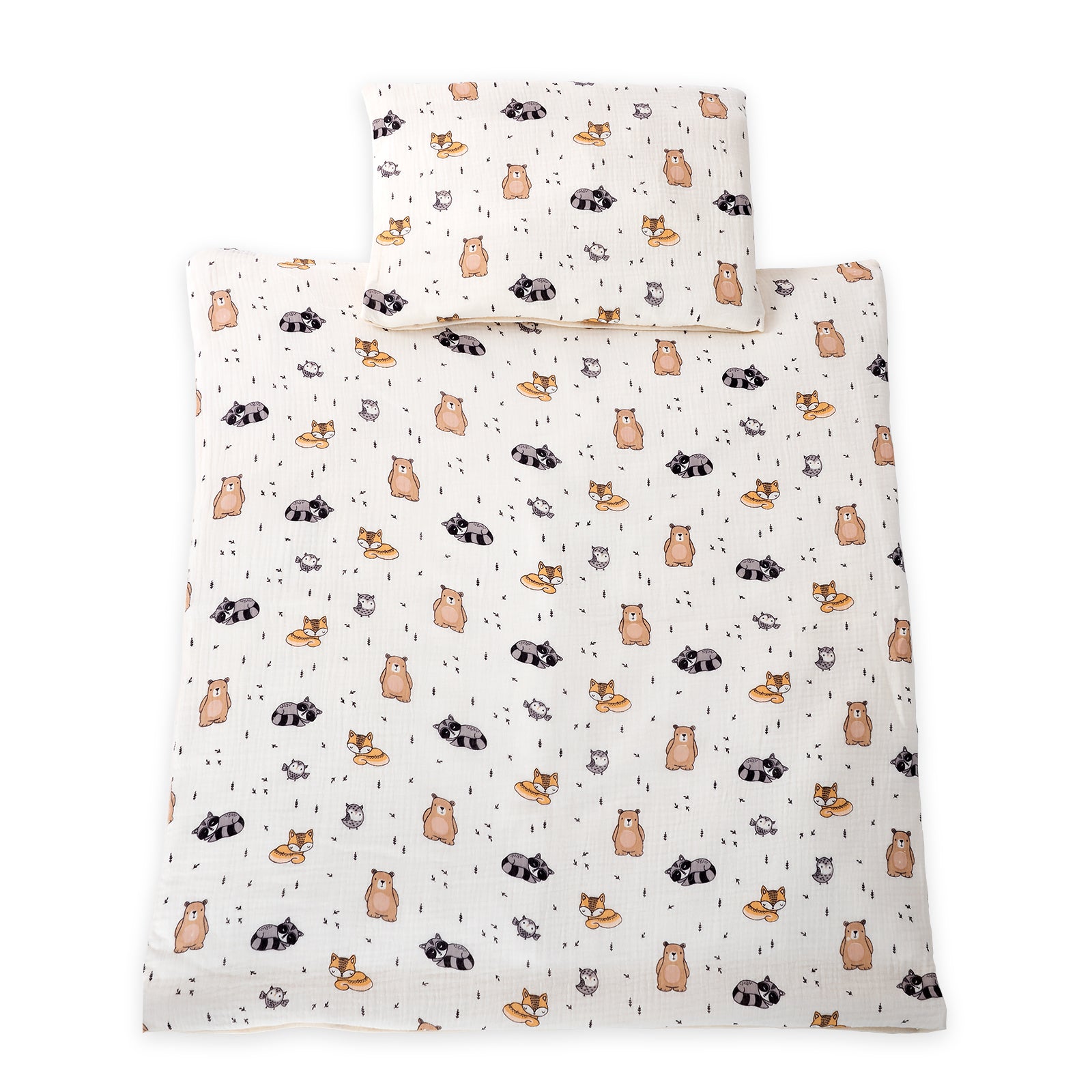 Musselin Babybett-set Tierchen, 80x70 + 40x30 cm