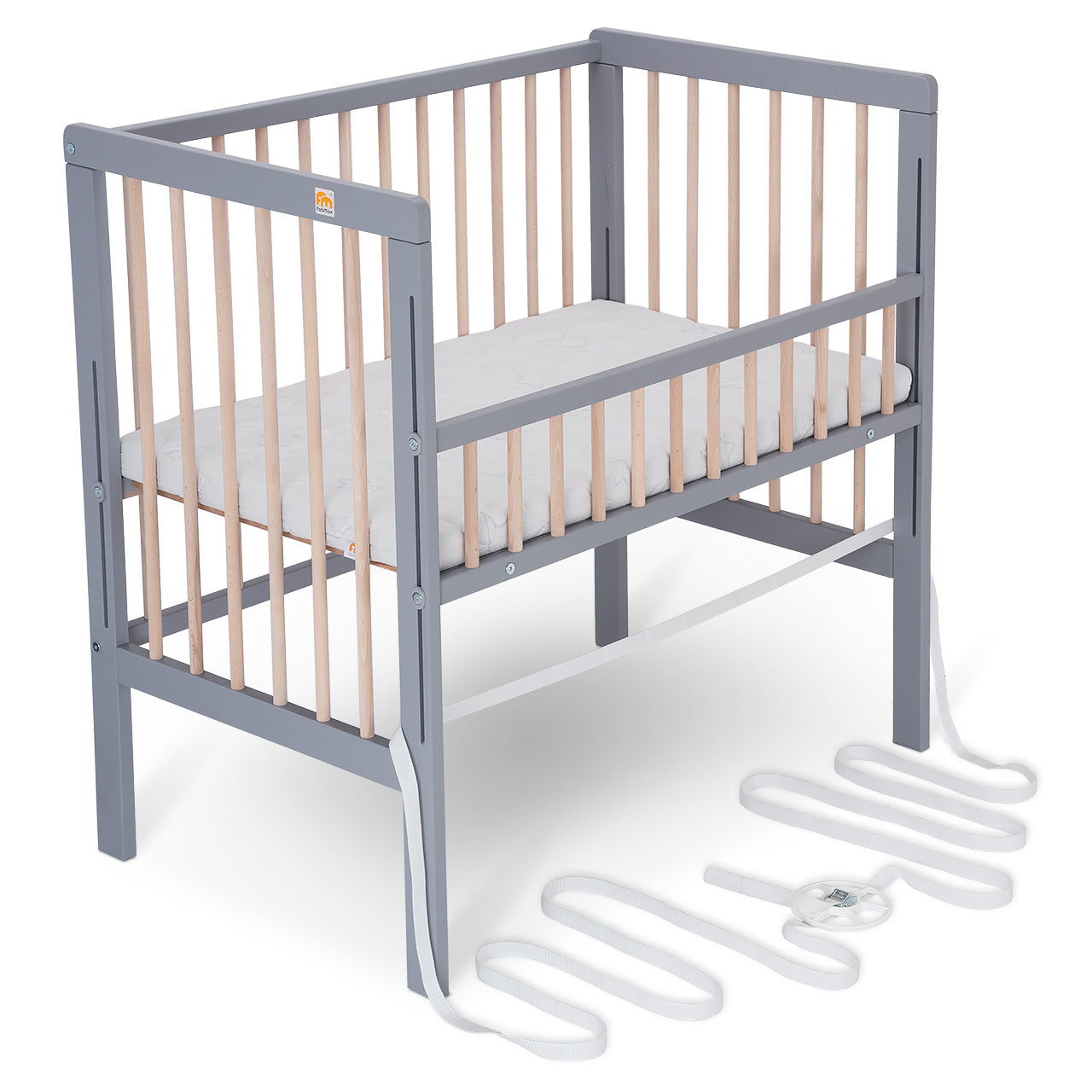 Beistellbett Boxspring Fix grau / natur