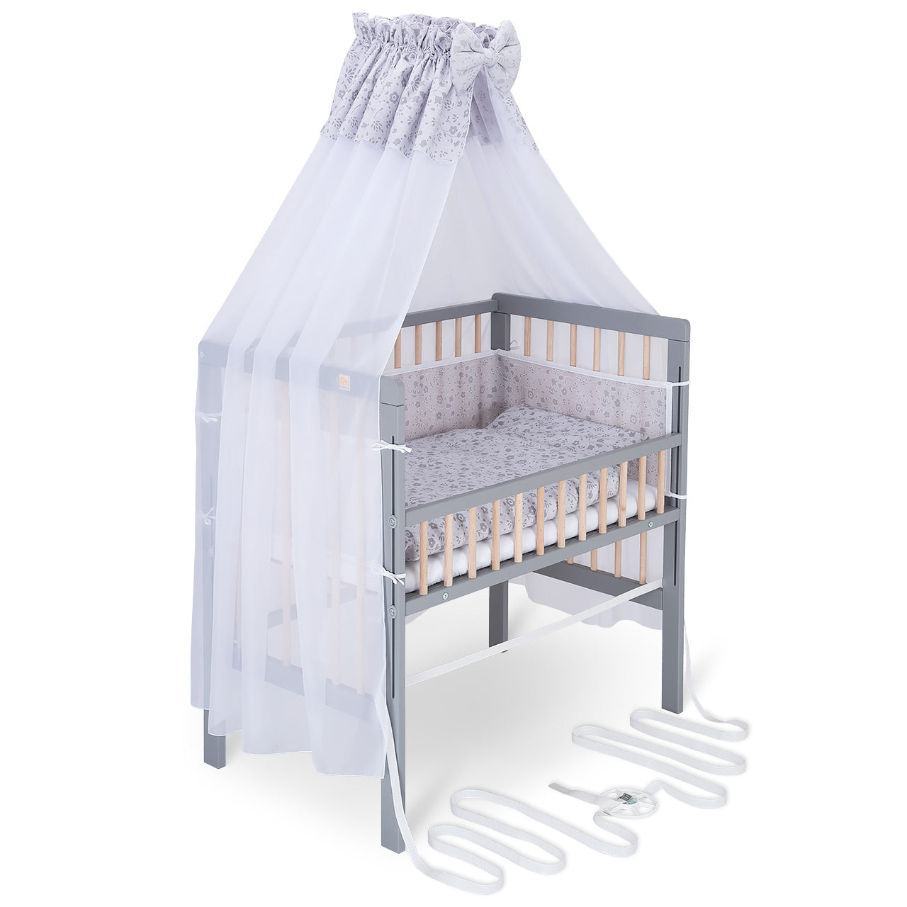 Beistellbett Boxspring Fix grau / natur