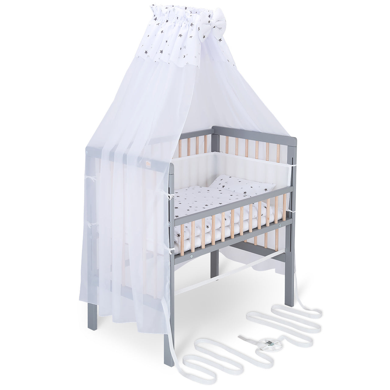 Beistellbett Boxspring Fix grau / natur