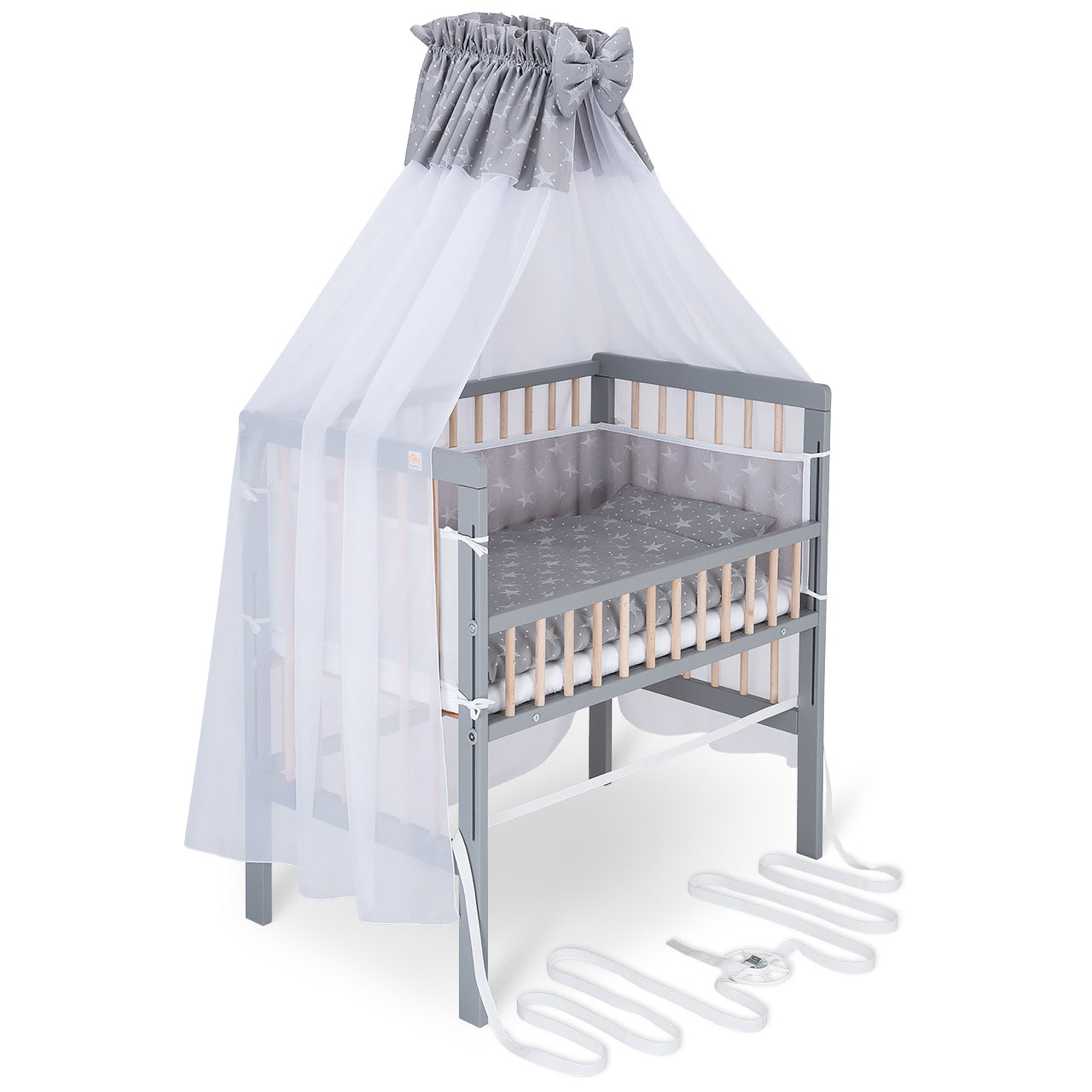 Beistellbett Boxspring Fix grau / natur