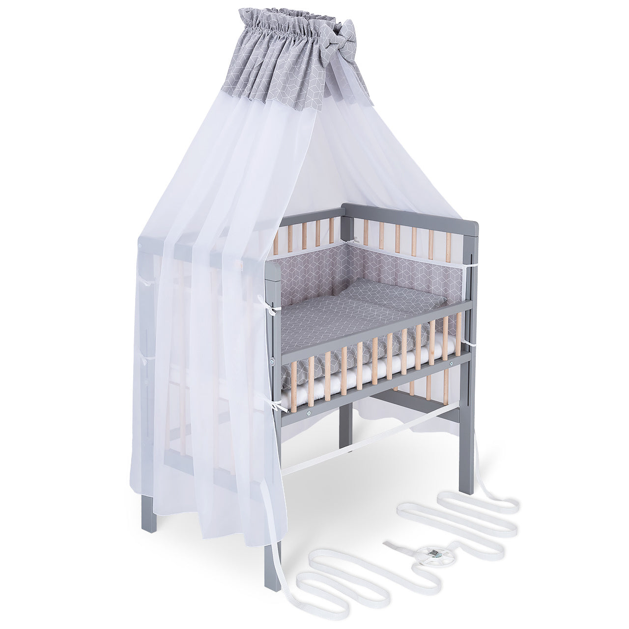 Beistellbett Boxspring Fix grau / natur