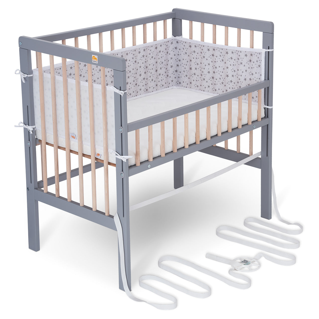 Beistellbett Boxspring Fix grau / natur