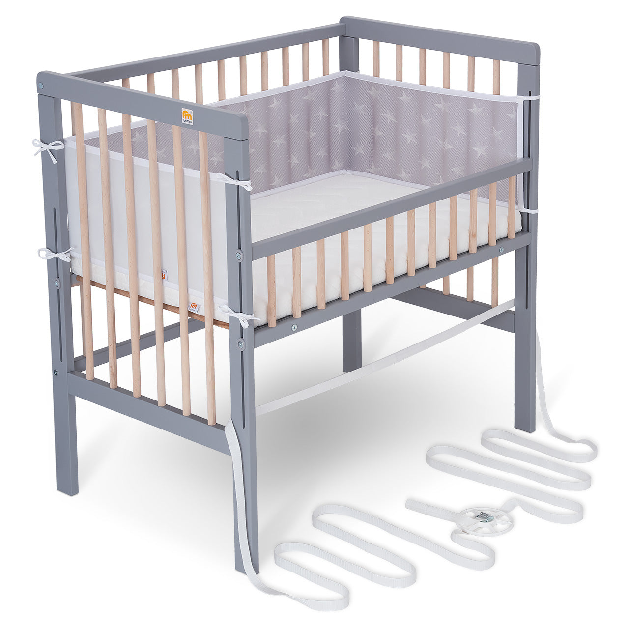 Beistellbett Boxspring Fix grau / natur