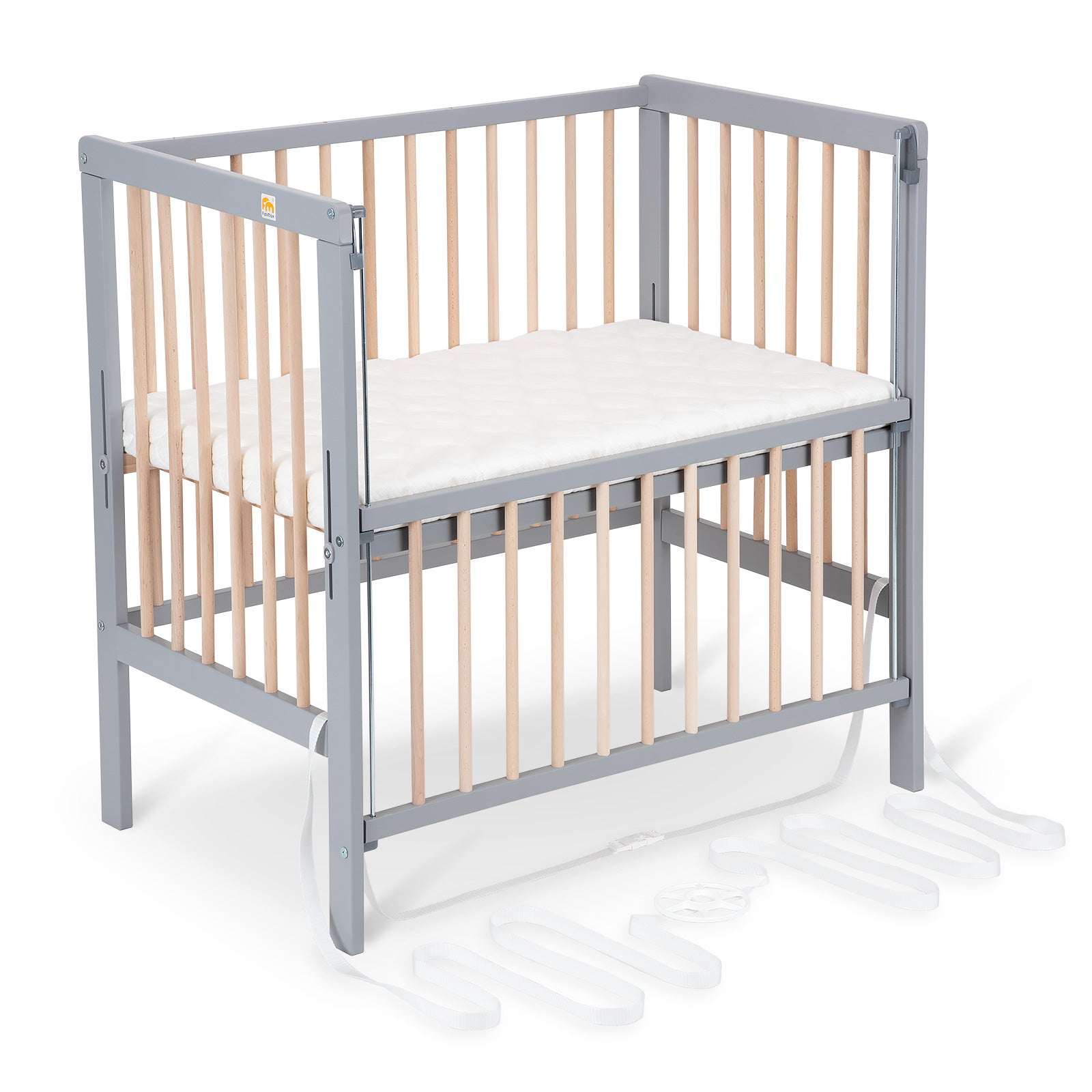 Beistellbett Boxspring Flex grau / natur