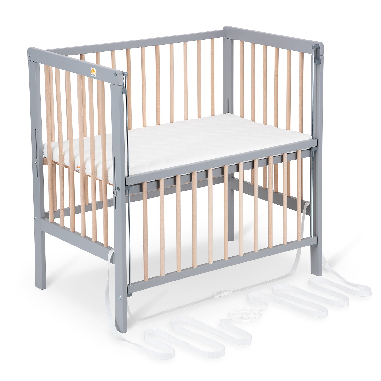 Beistellbett Boxspring Flex grau / natur