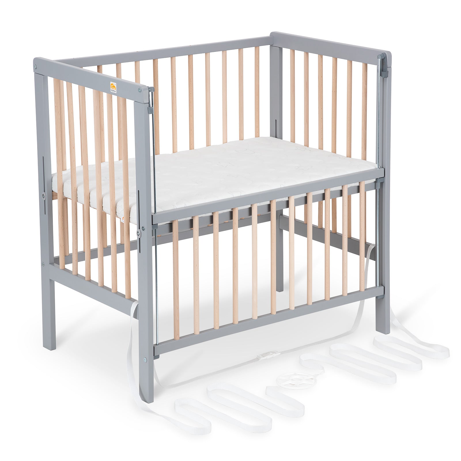 Beistellbett Boxspring Flex grau / natur