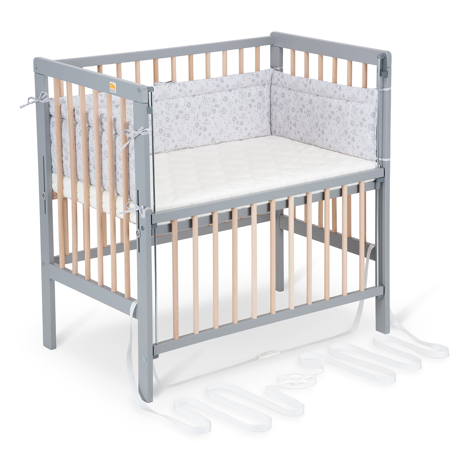 Beistellbett Boxspring Flex grau / natur