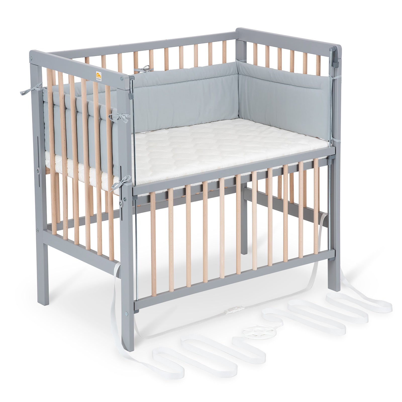 Beistellbett Boxspring Flex grau / natur