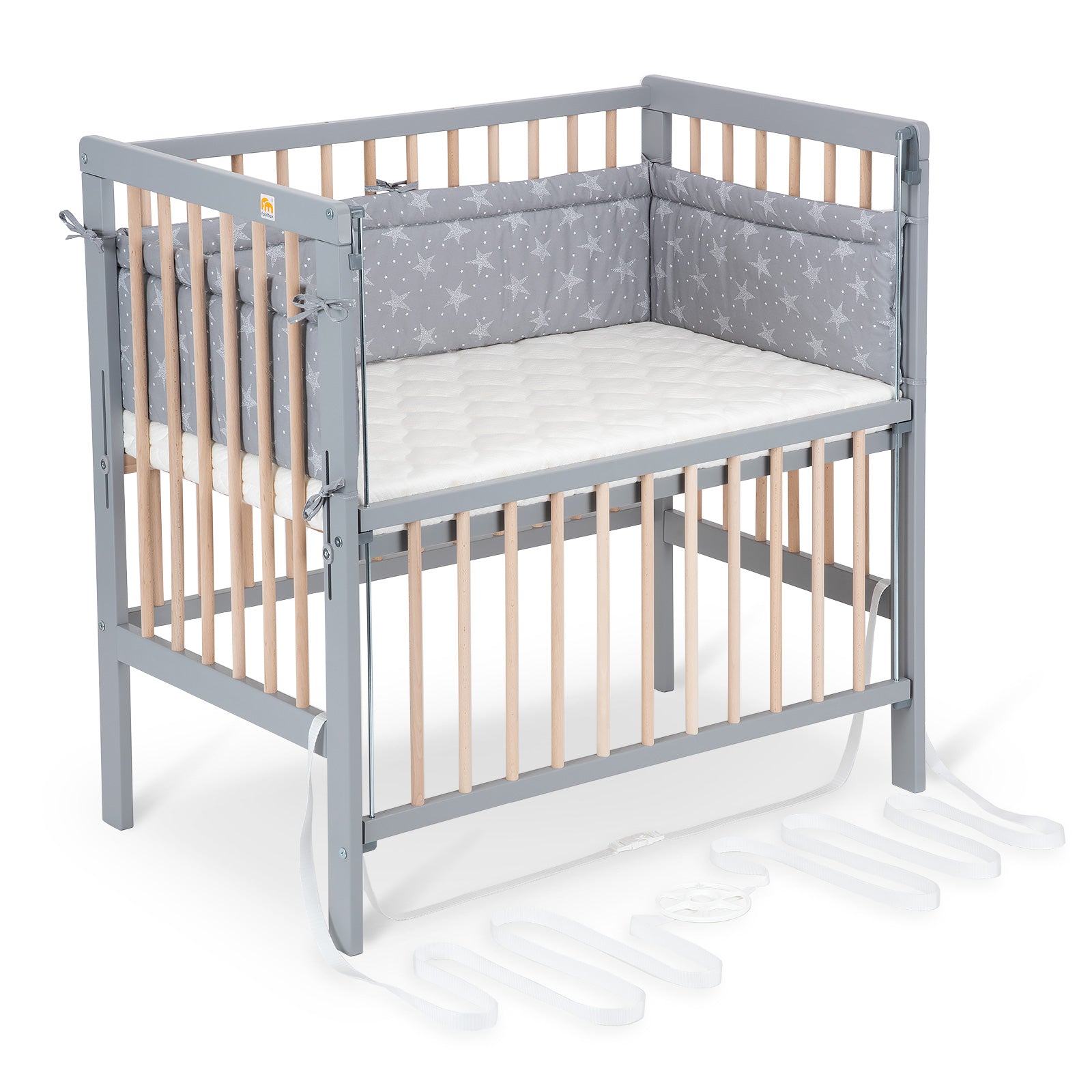 Beistellbett Boxspring Flex grau / natur