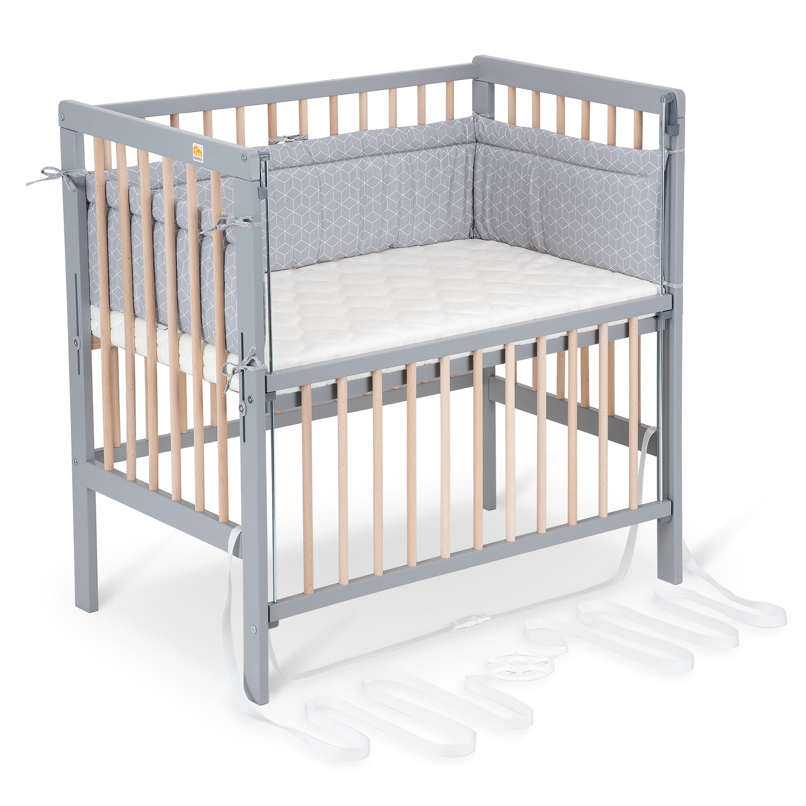 Beistellbett Boxspring Flex grau / natur