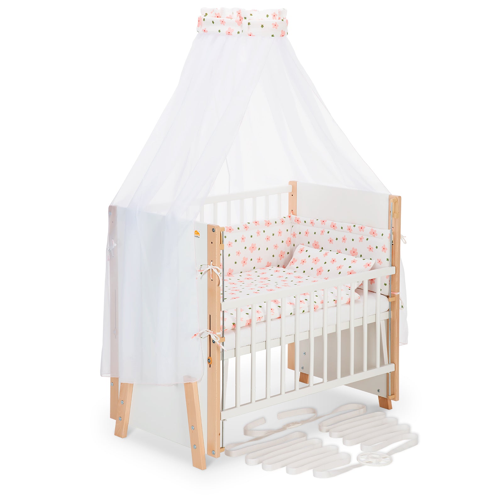 Beistellbett Boxspring Vario Weiß / Natur