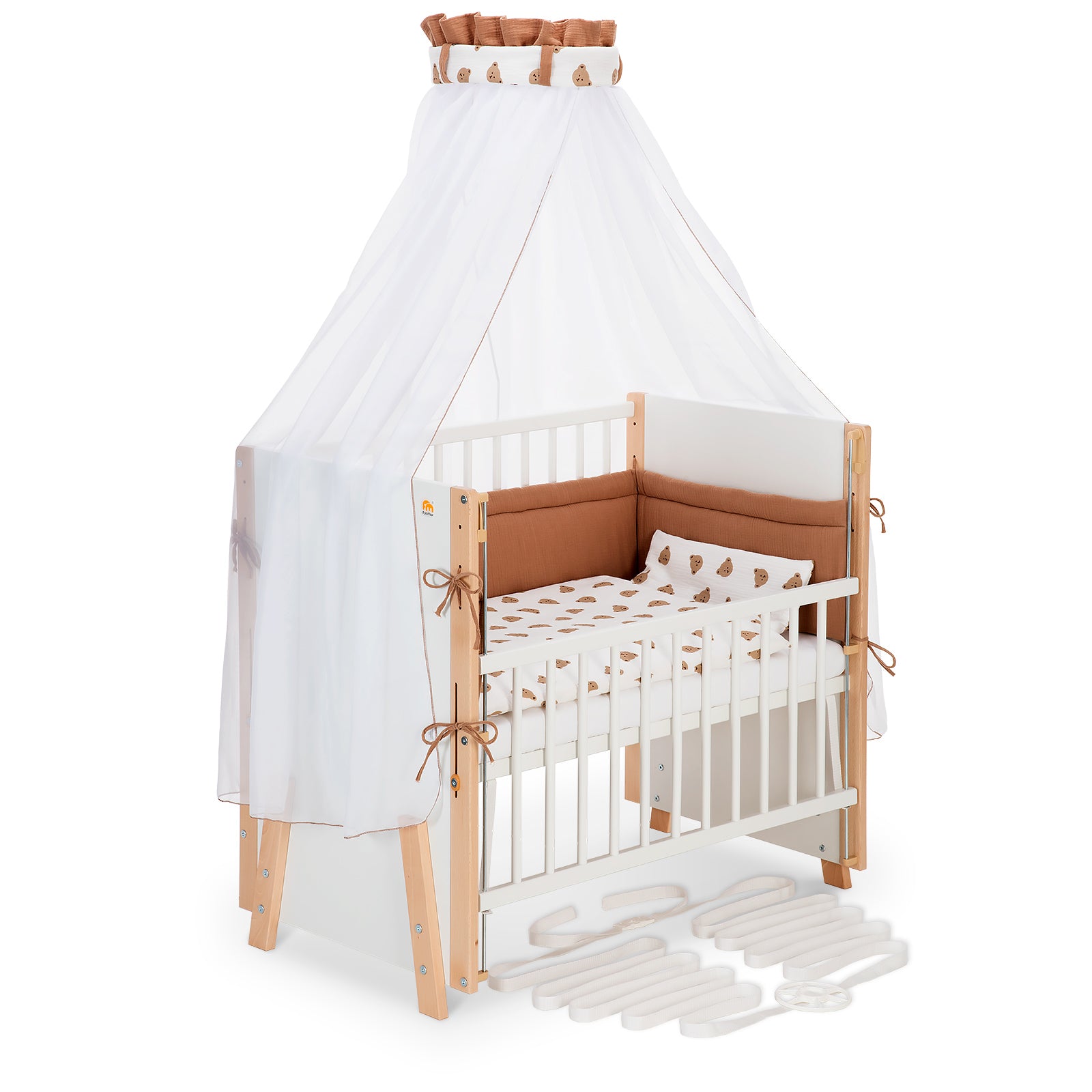 Beistellbett Boxspring Vario Weiß / Natur