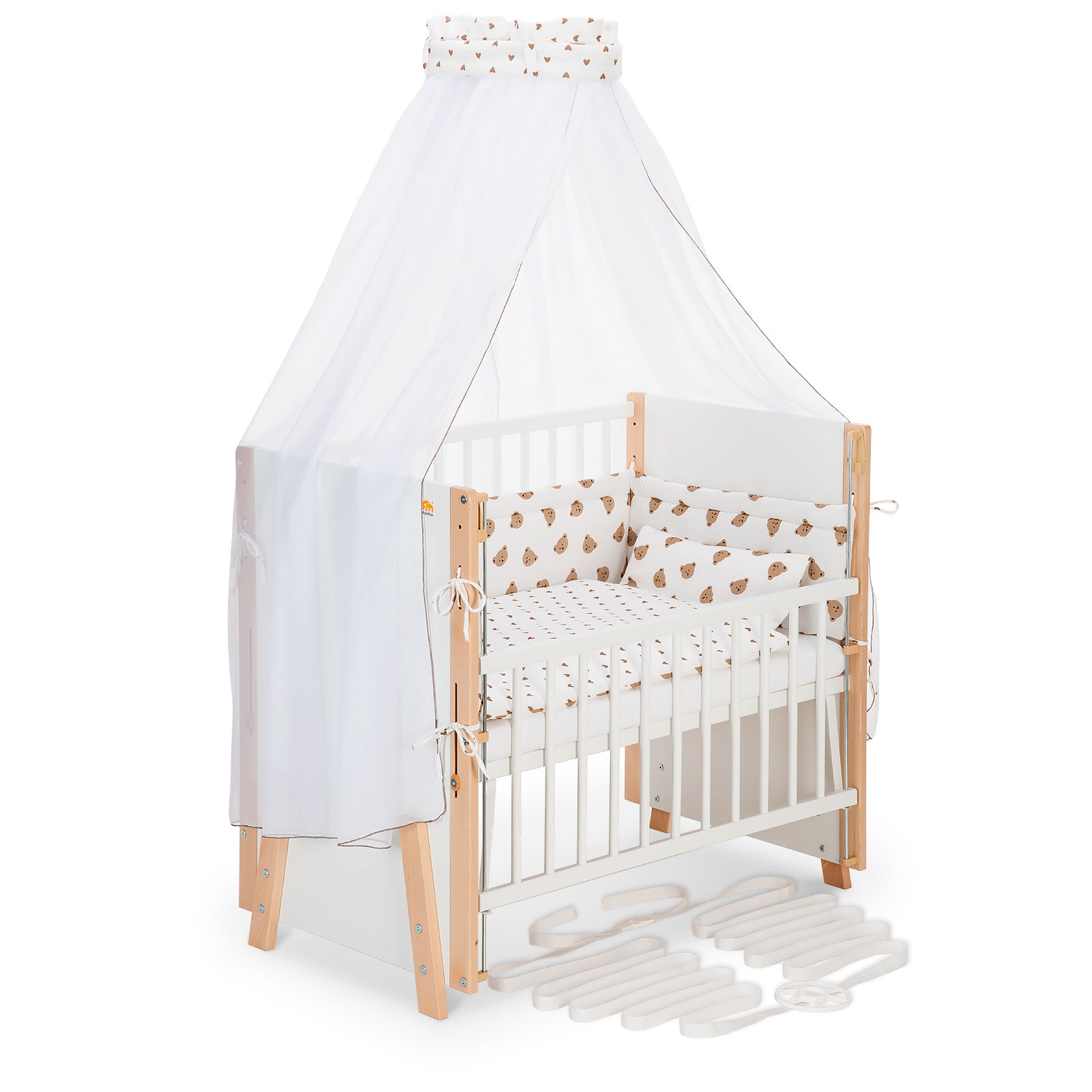 Beistellbett Boxspring Vario Weiß / Natur