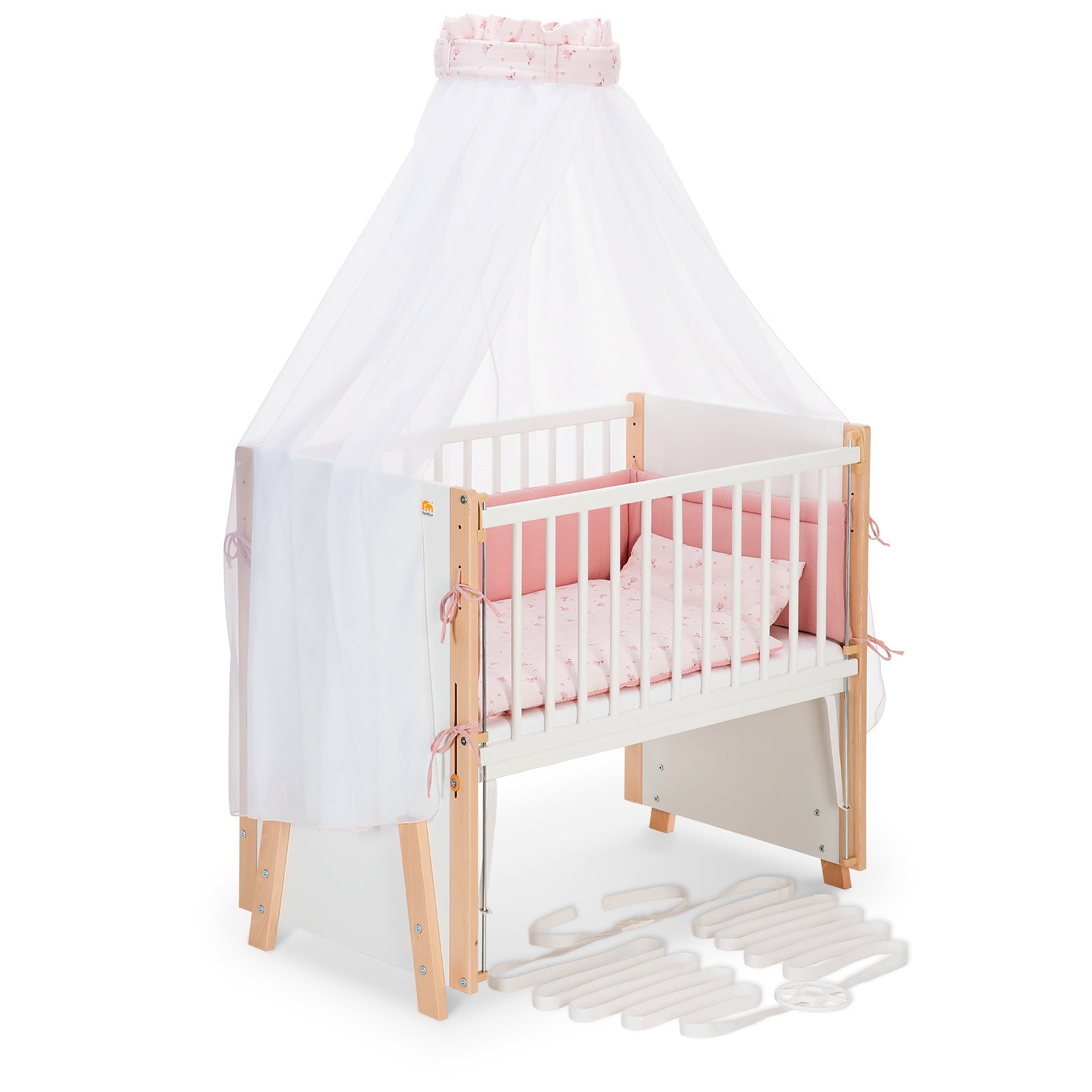 Beistellbett Boxspring Vario Weiß / Natur