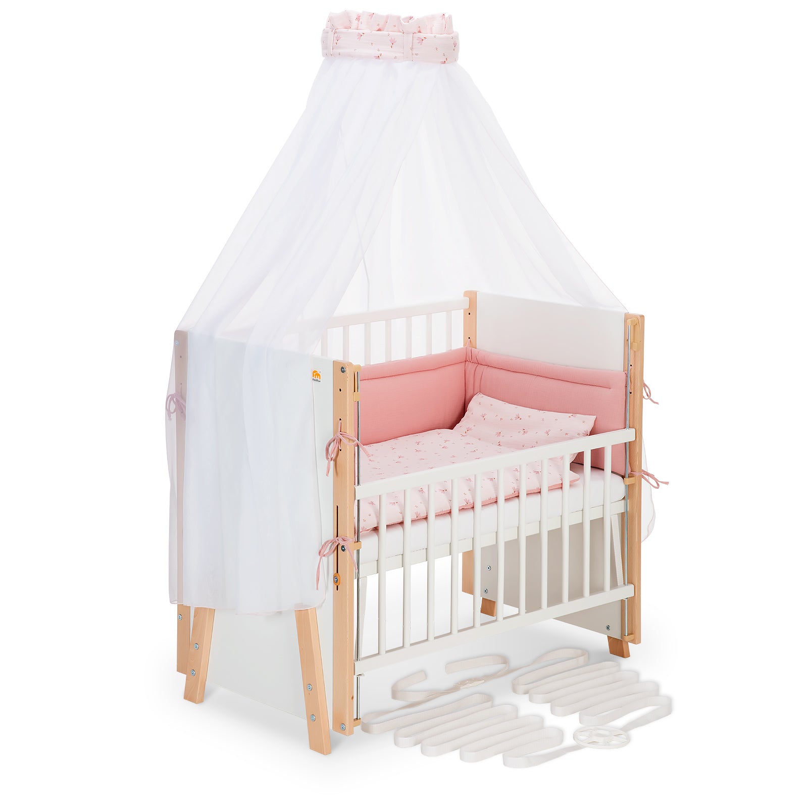 Beistellbett Boxspring Vario Weiß / Natur