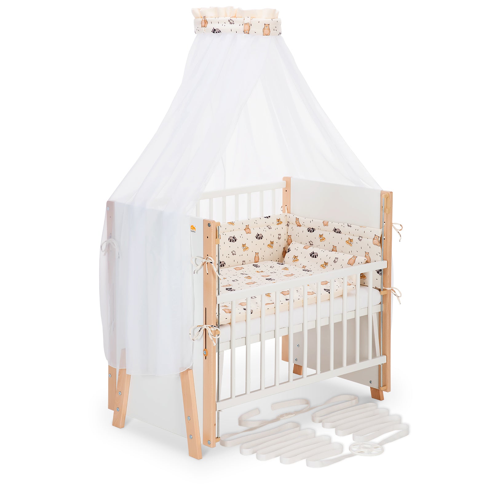 Beistellbett Boxspring Vario Weiß / Natur