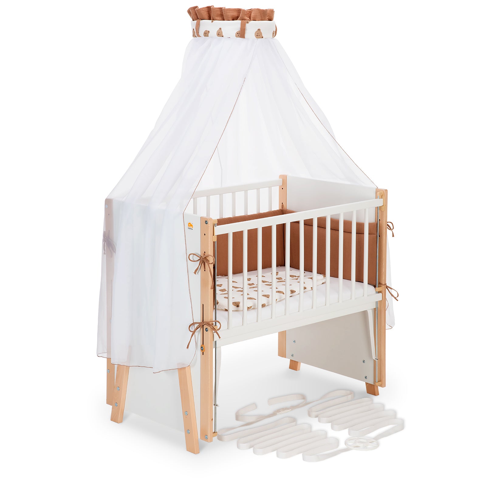 Beistellbett Boxspring Vario Weiß / Natur