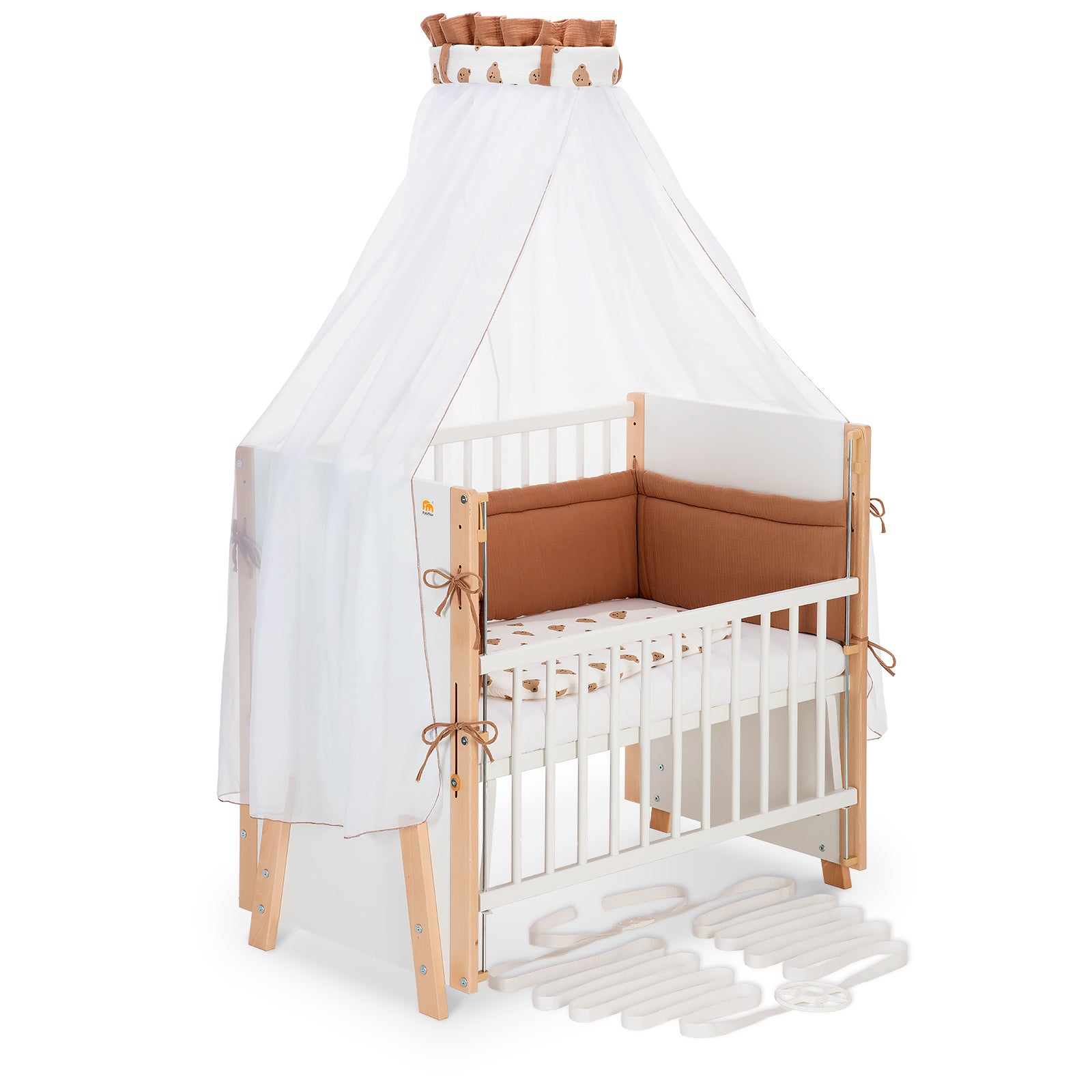 Beistellbett Boxspring Vario Weiß / Natur