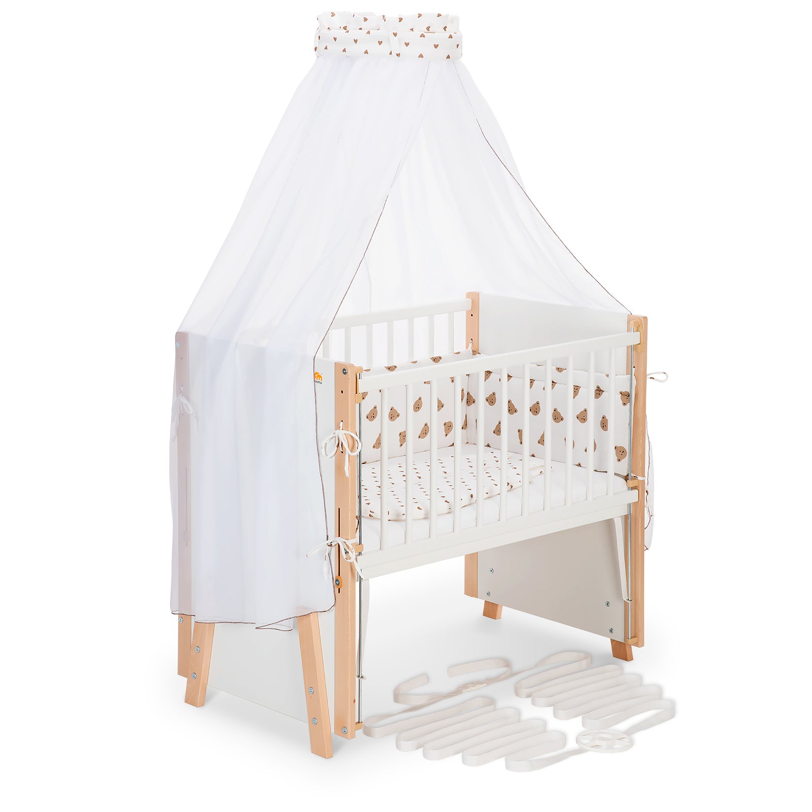 Beistellbett Boxspring Vario Weiß / Natur