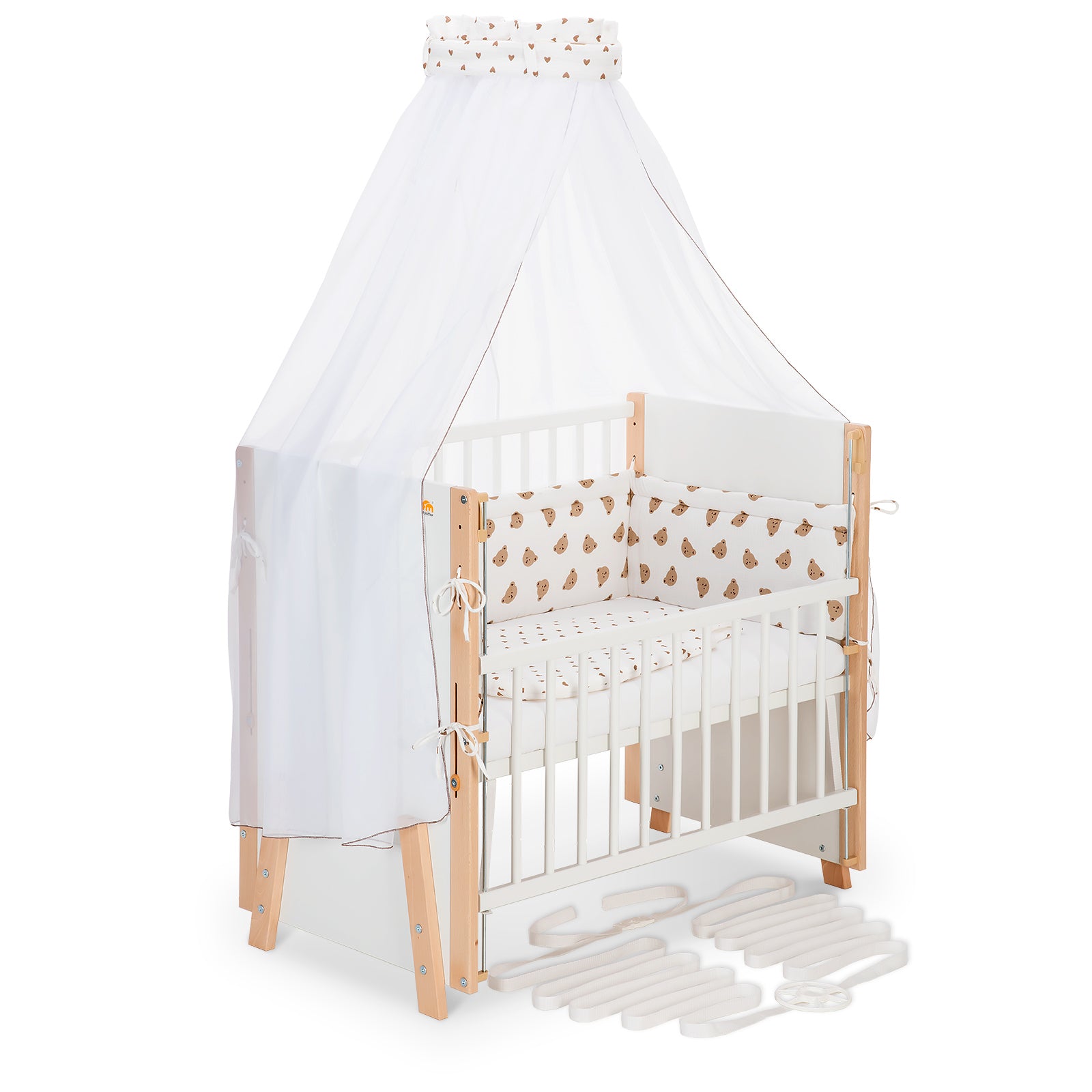 Beistellbett Boxspring Vario Weiß / Natur