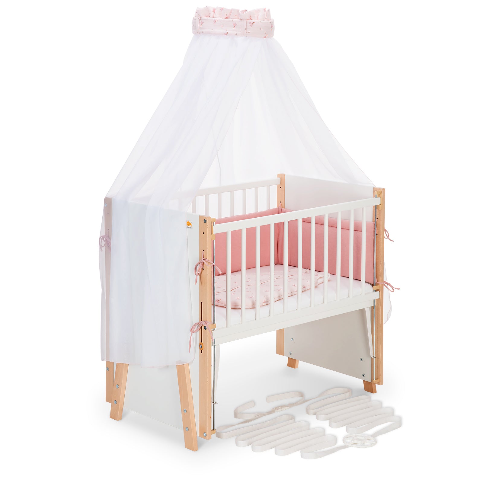 Beistellbett Boxspring Vario Weiß / Natur