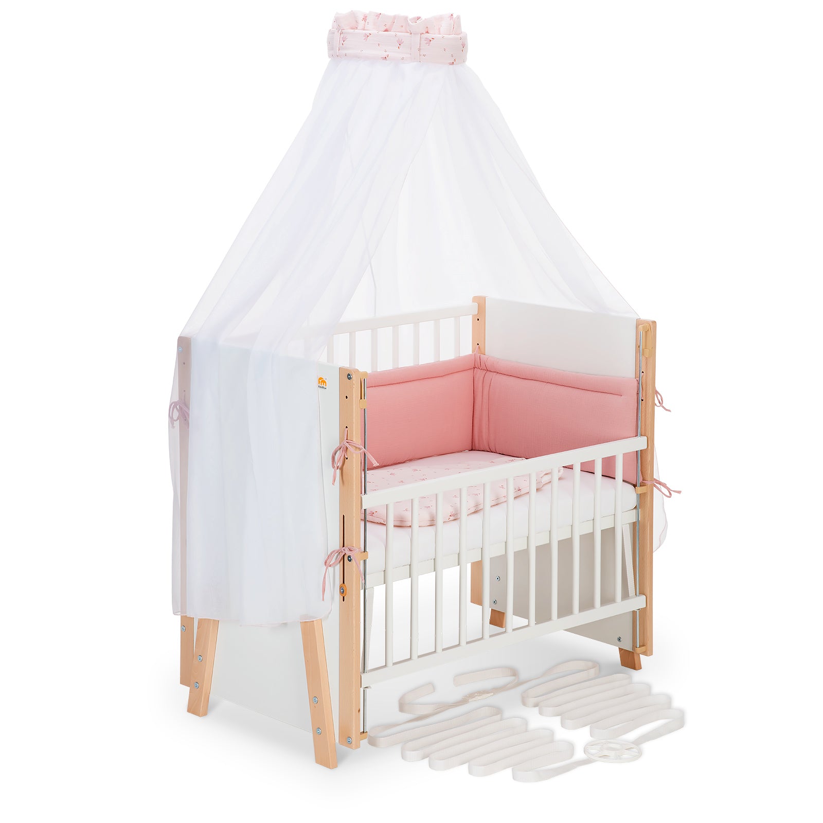 Beistellbett Boxspring Vario Weiß / Natur