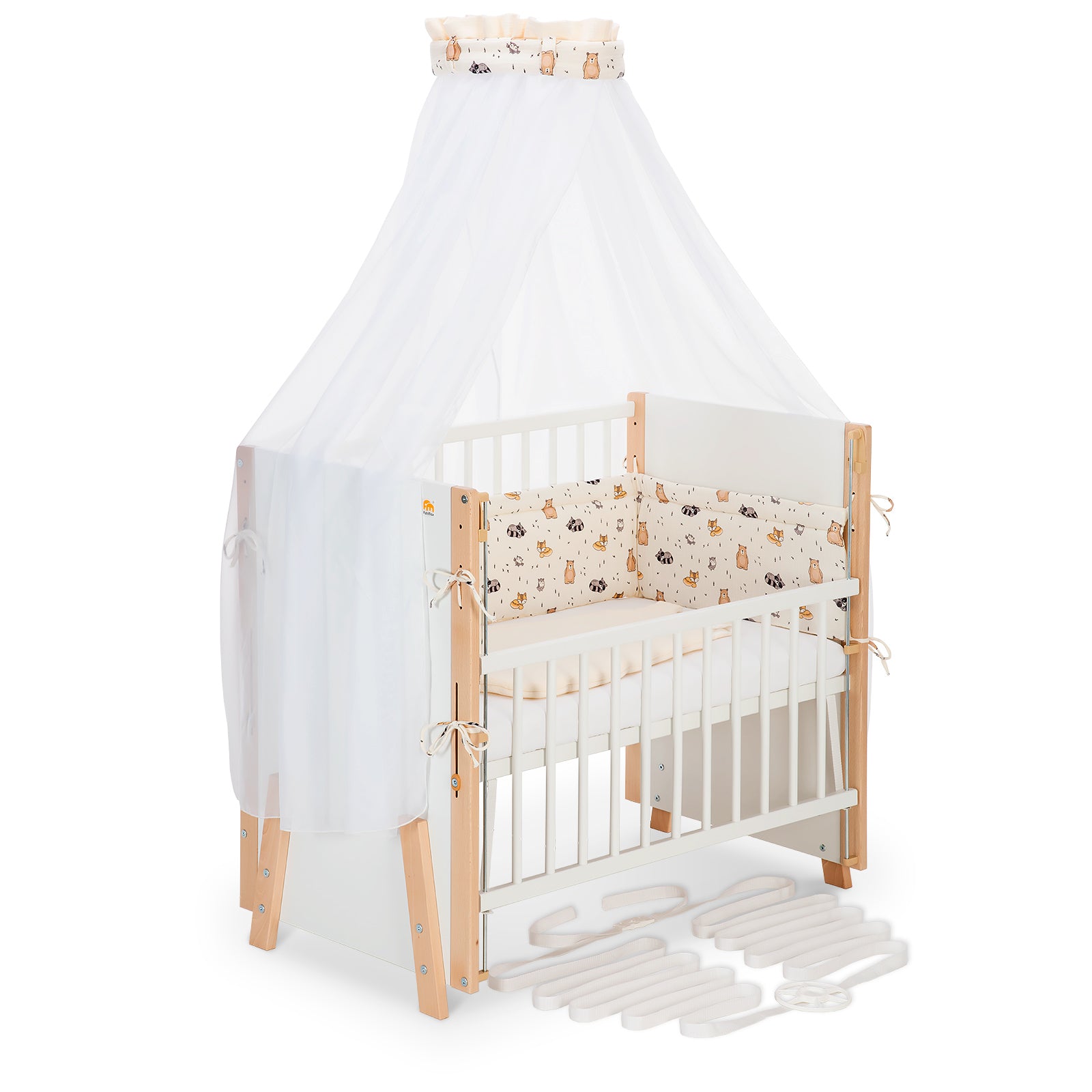 Beistellbett Boxspring Vario Weiß / Natur