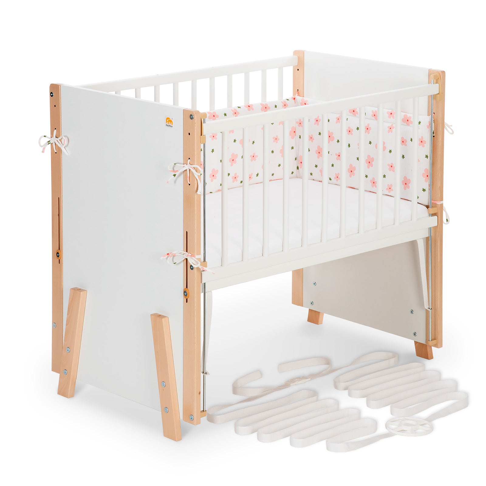 Beistellbett Boxspring Vario Weiß / Natur