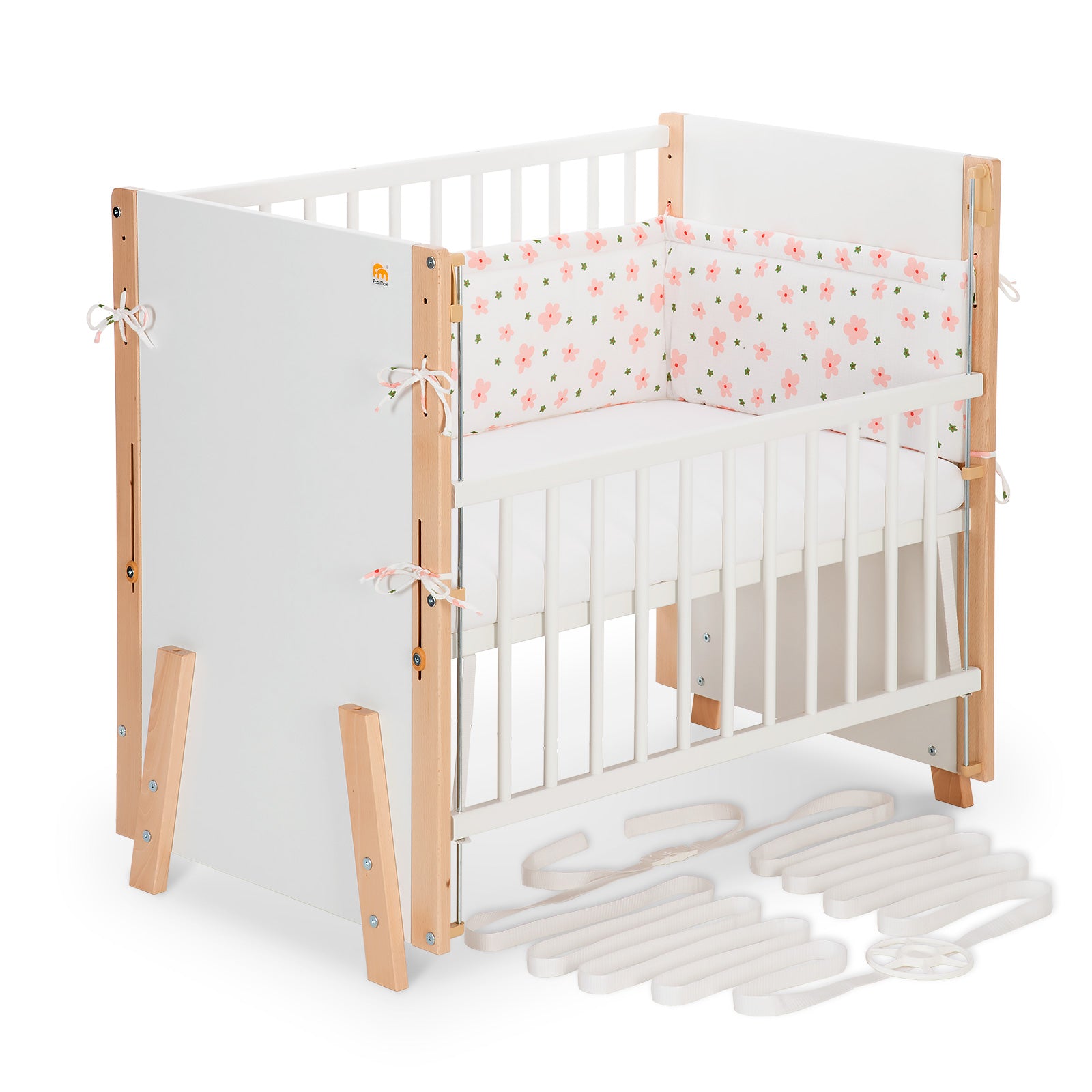 Beistellbett Boxspring Vario Weiß / Natur