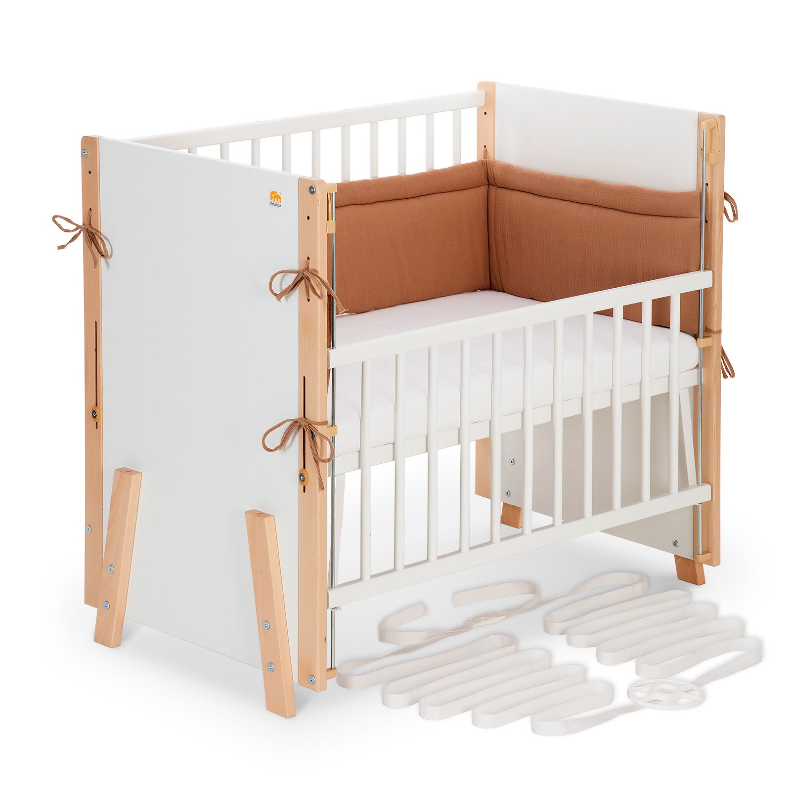 Beistellbett Boxspring Vario Weiß / Natur