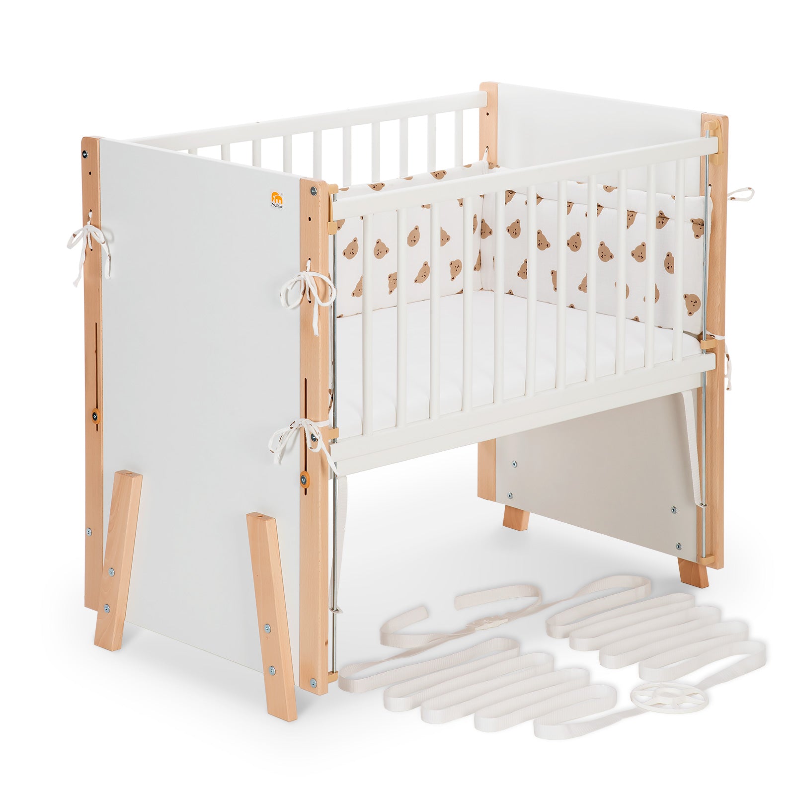 Beistellbett Boxspring Vario Weiß / Natur