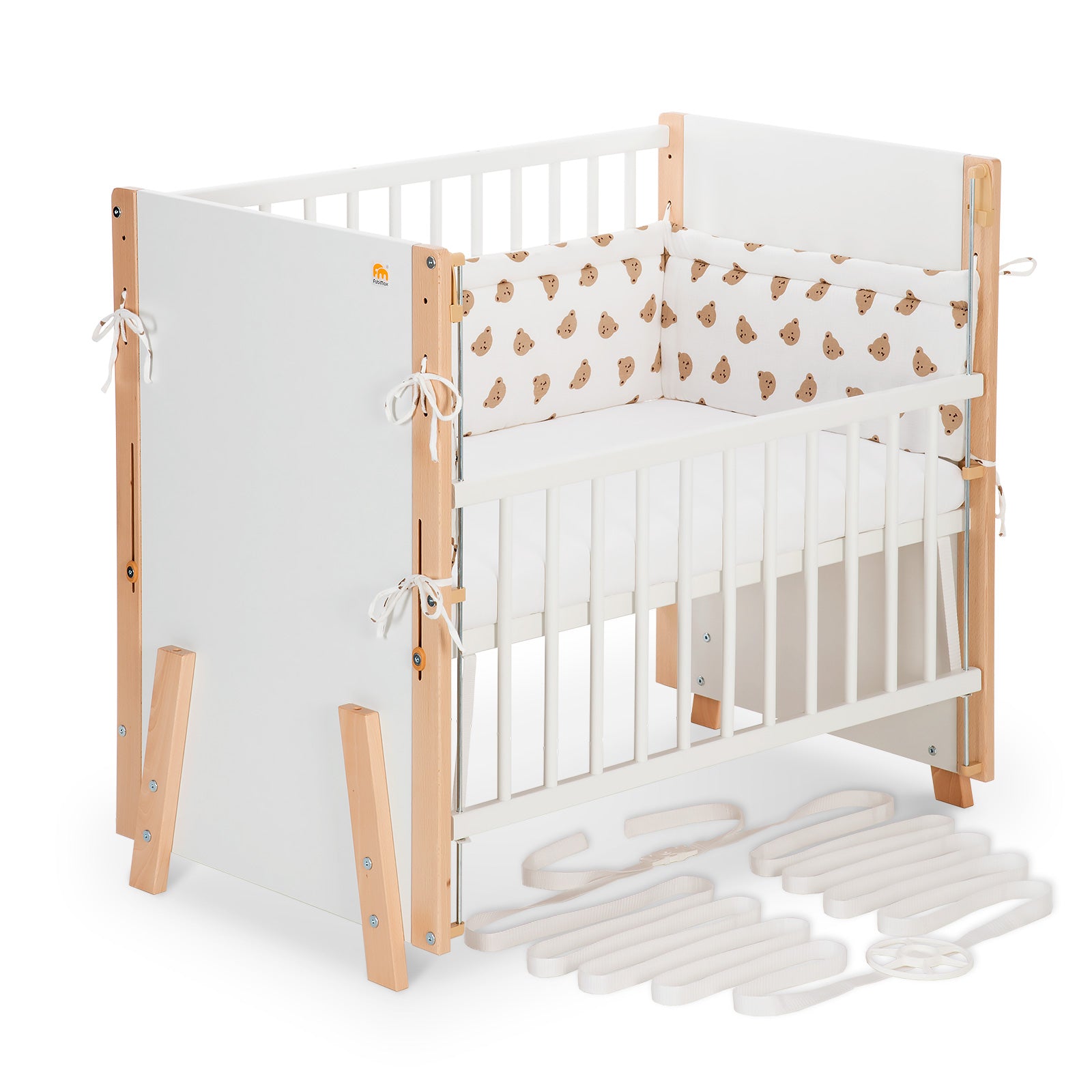 Beistellbett Boxspring Vario Weiß / Natur