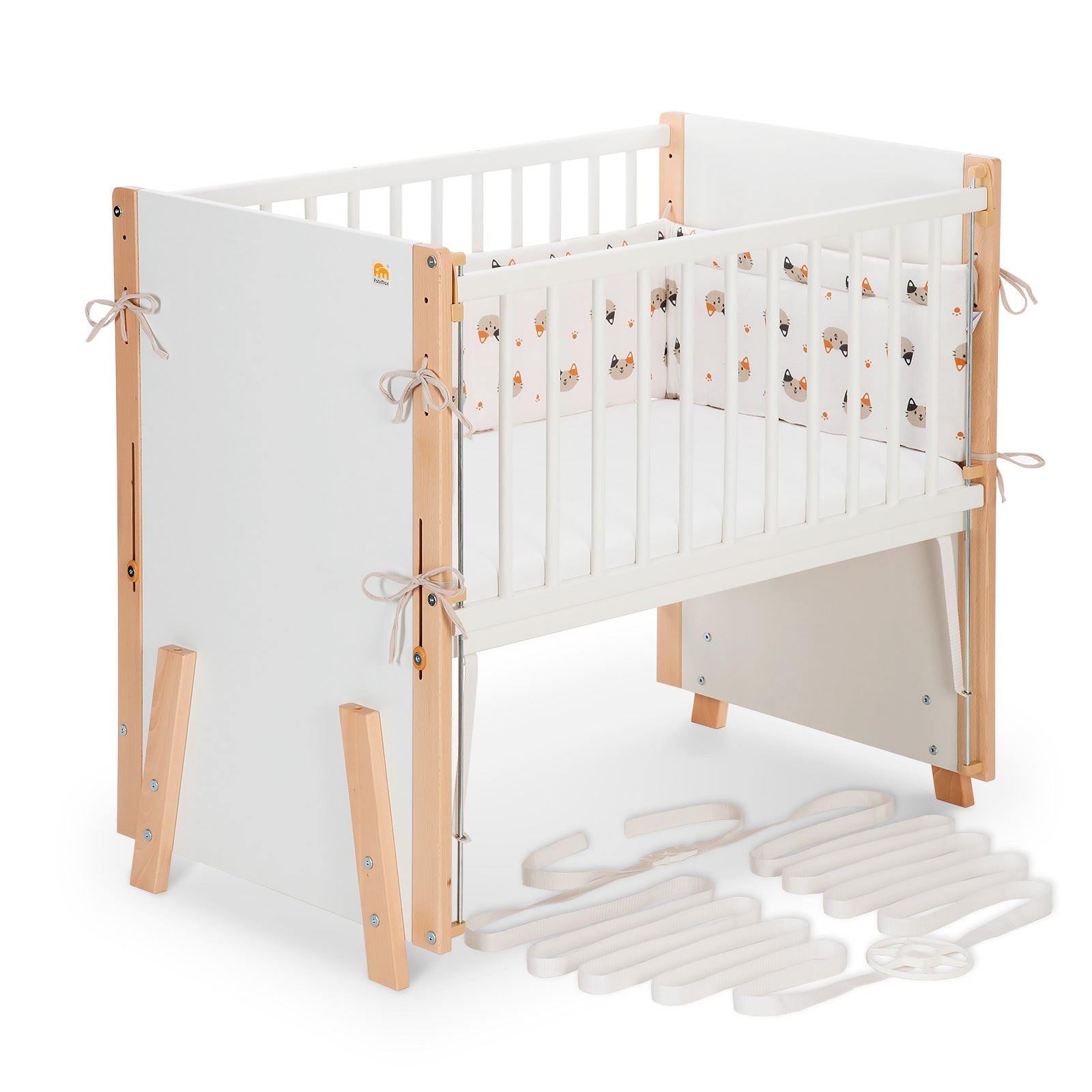 Beistellbett Boxspring Vario Weiß / Natur