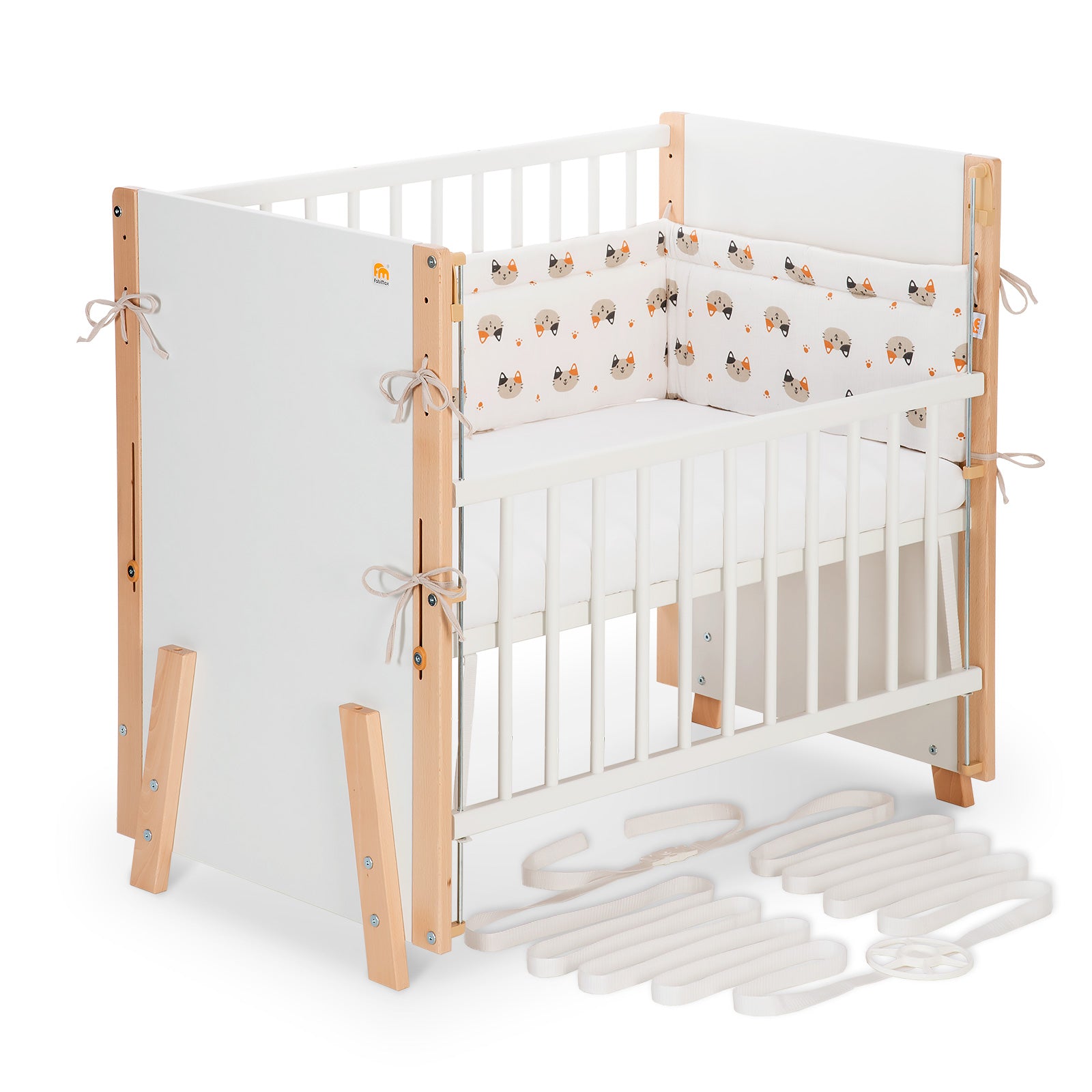 Beistellbett Boxspring Vario Weiß / Natur