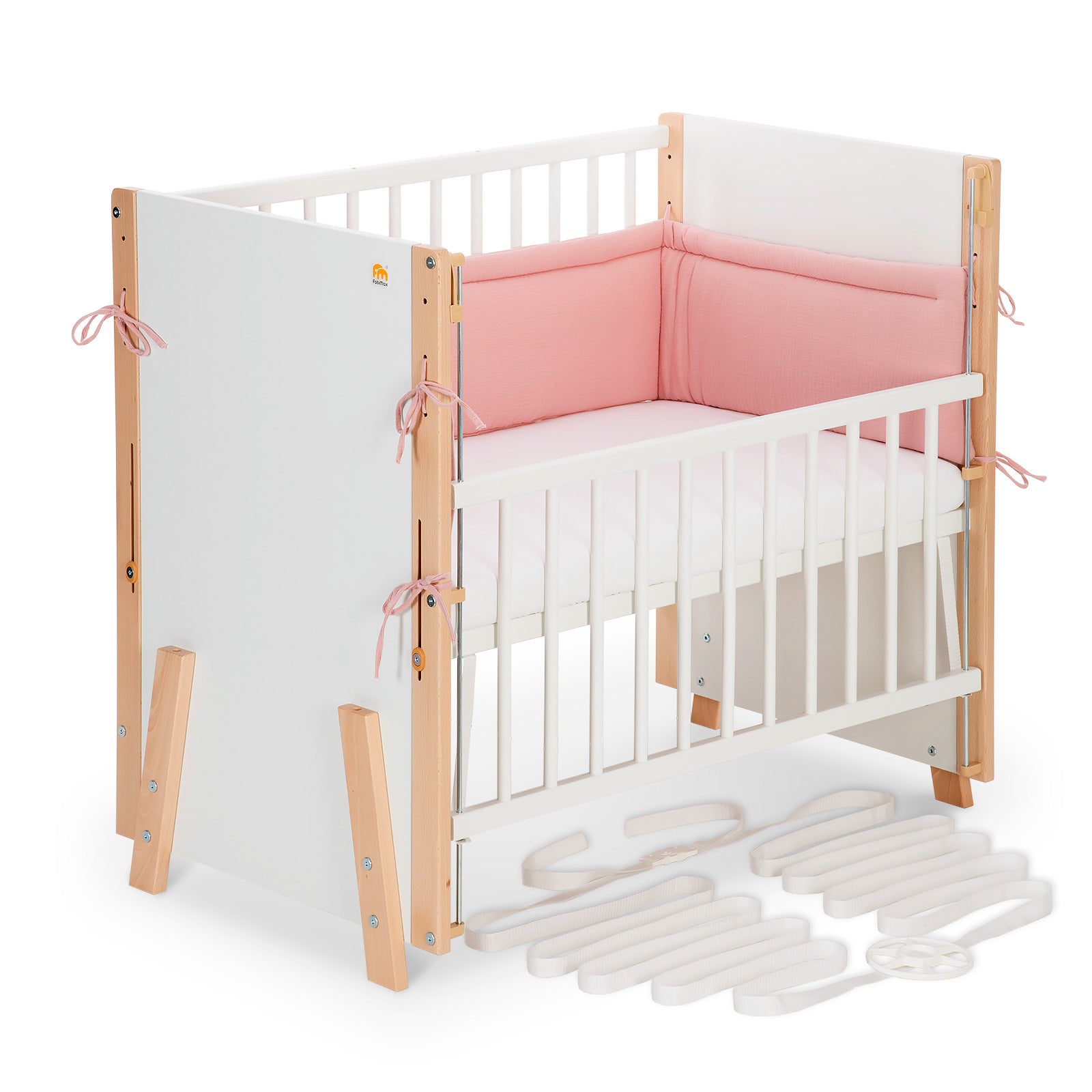 Beistellbett Boxspring Vario Weiß / Natur