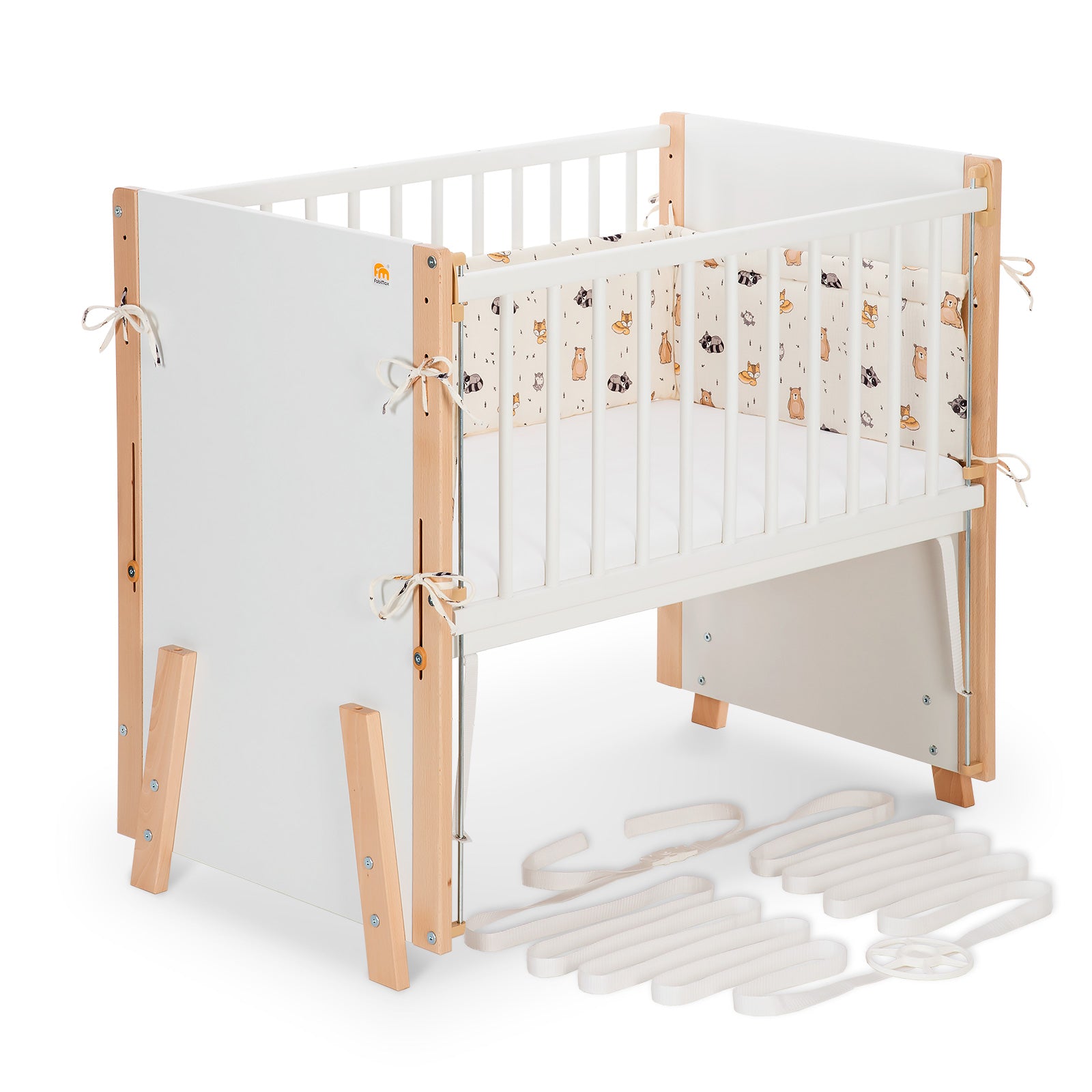 Beistellbett Boxspring Vario Weiß / Natur