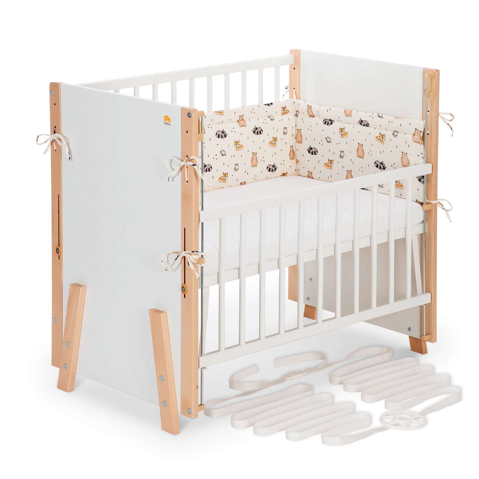 Beistellbett Boxspring Vario Weiß / Natur