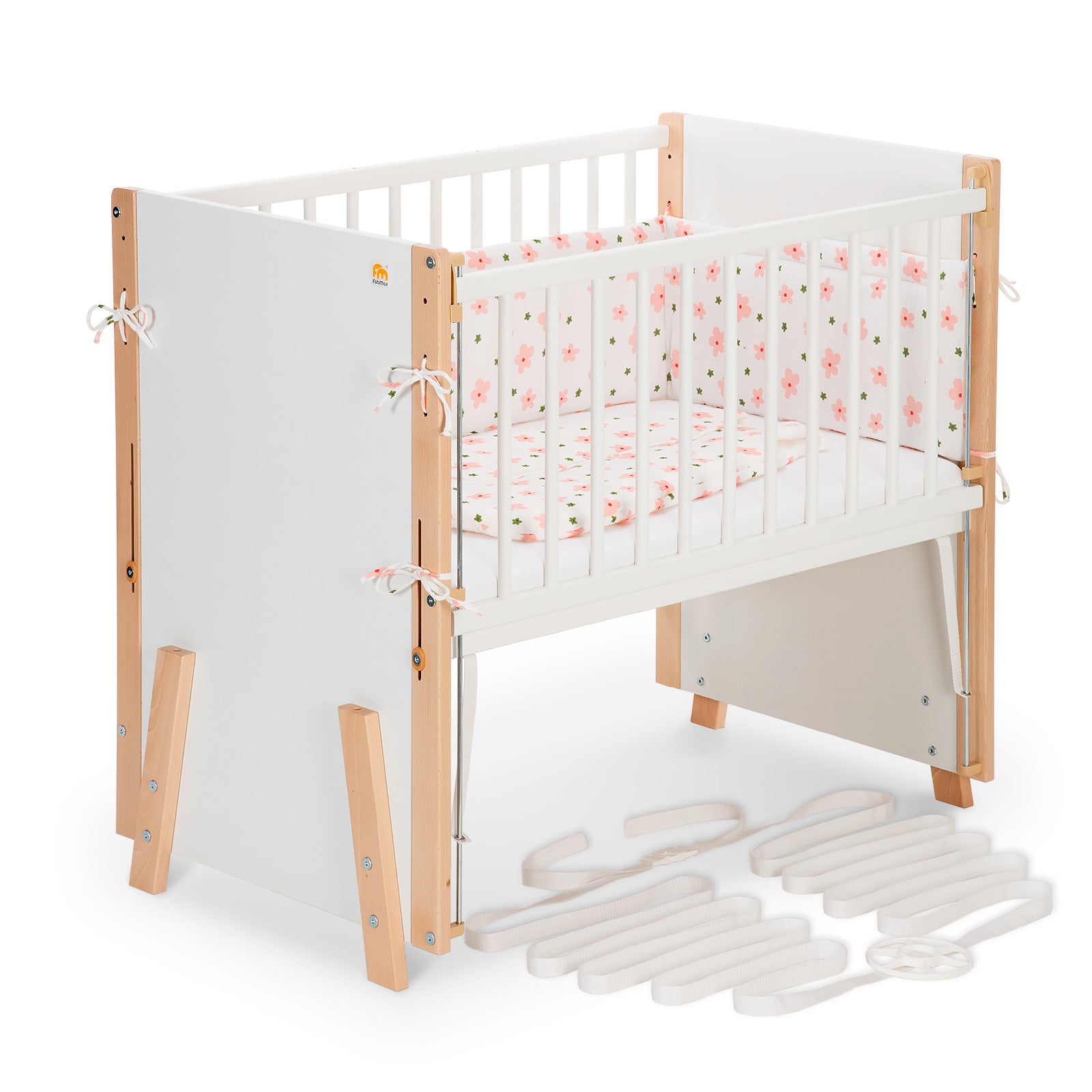 Beistellbett Boxspring Vario Weiß / Natur