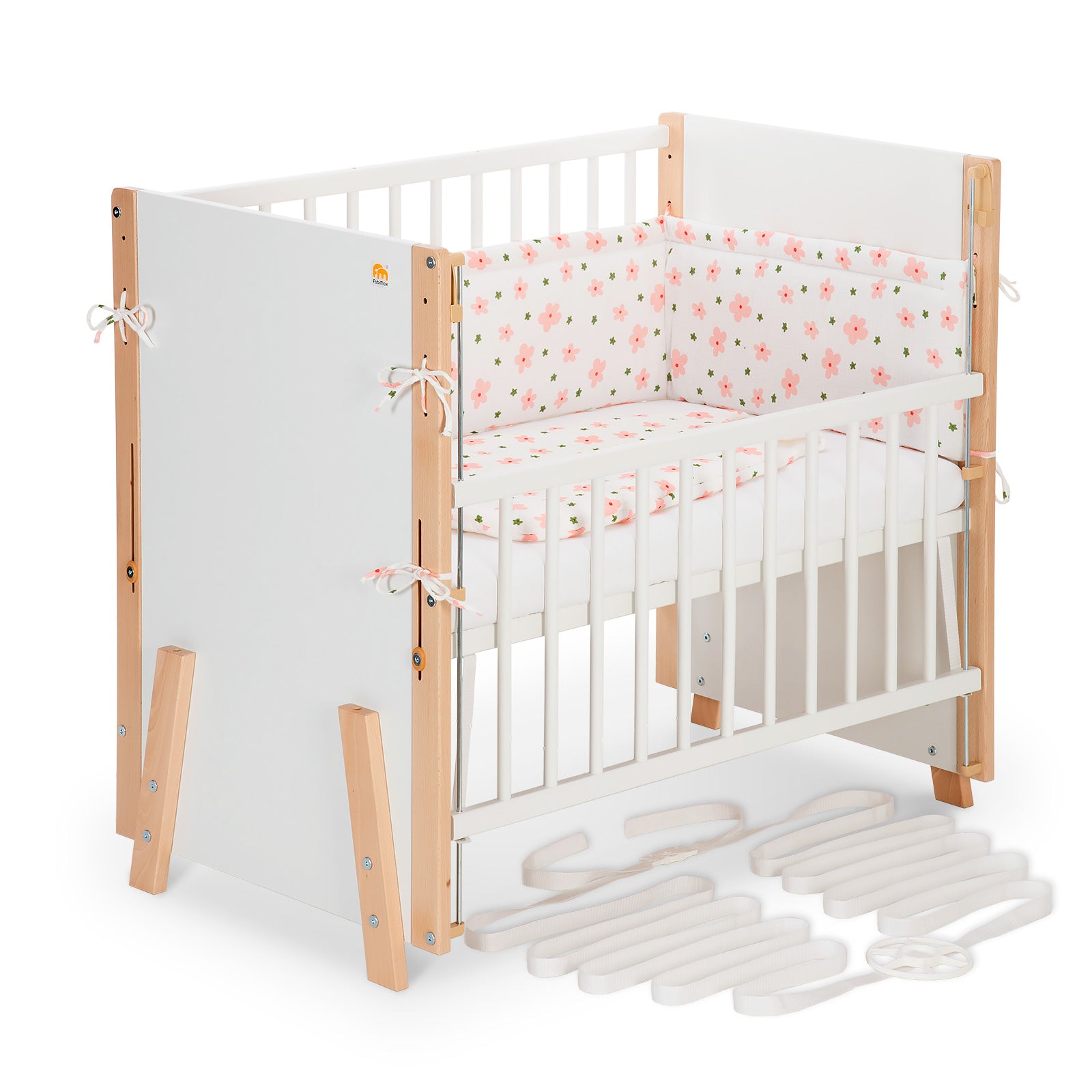 Beistellbett Boxspring Vario Weiß / Natur