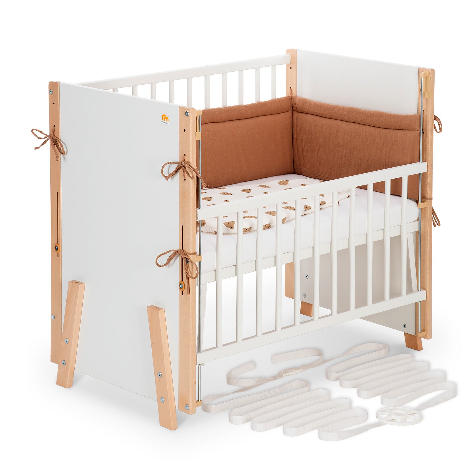 Beistellbett Boxspring Vario Weiß / Natur