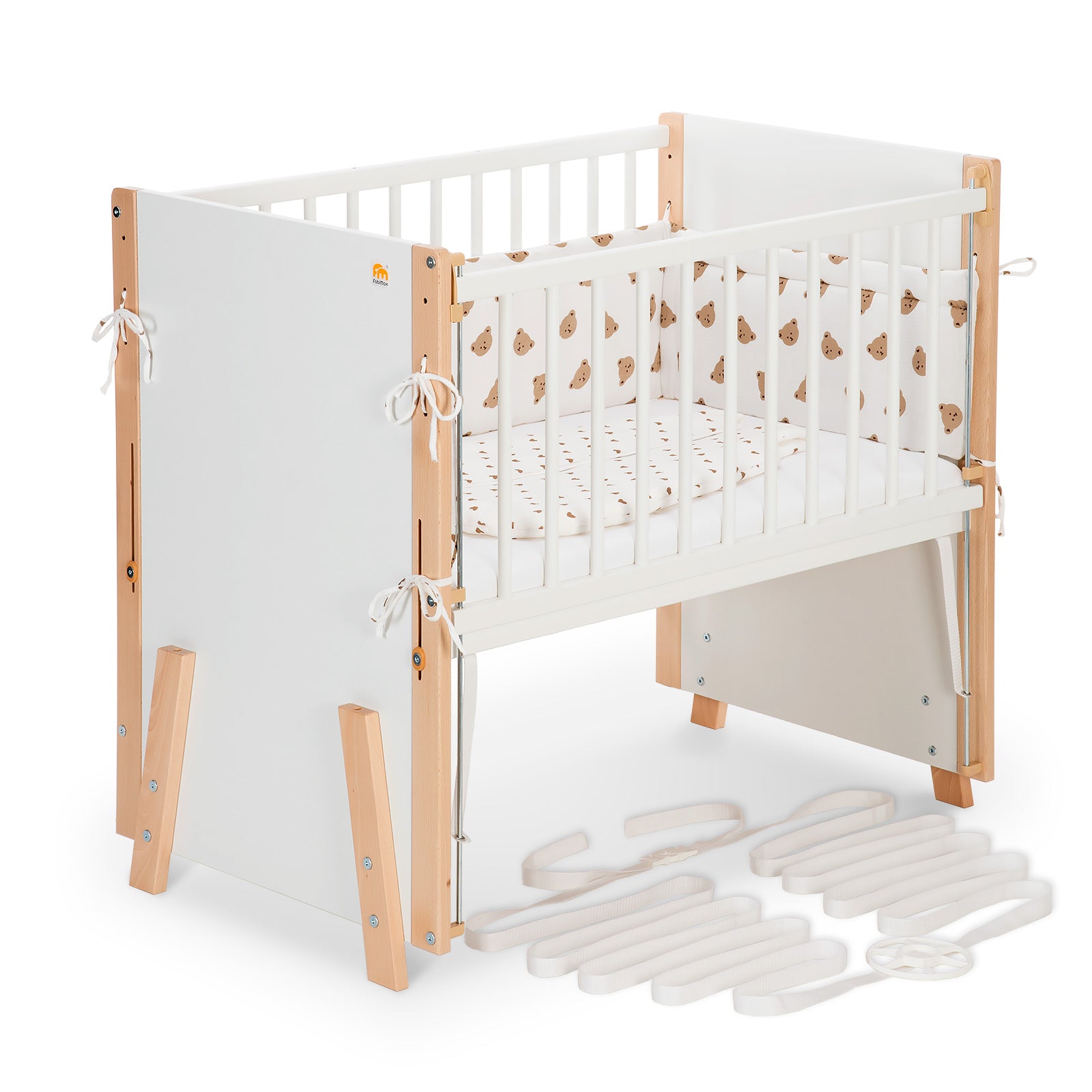 Beistellbett Boxspring Vario Weiß / Natur