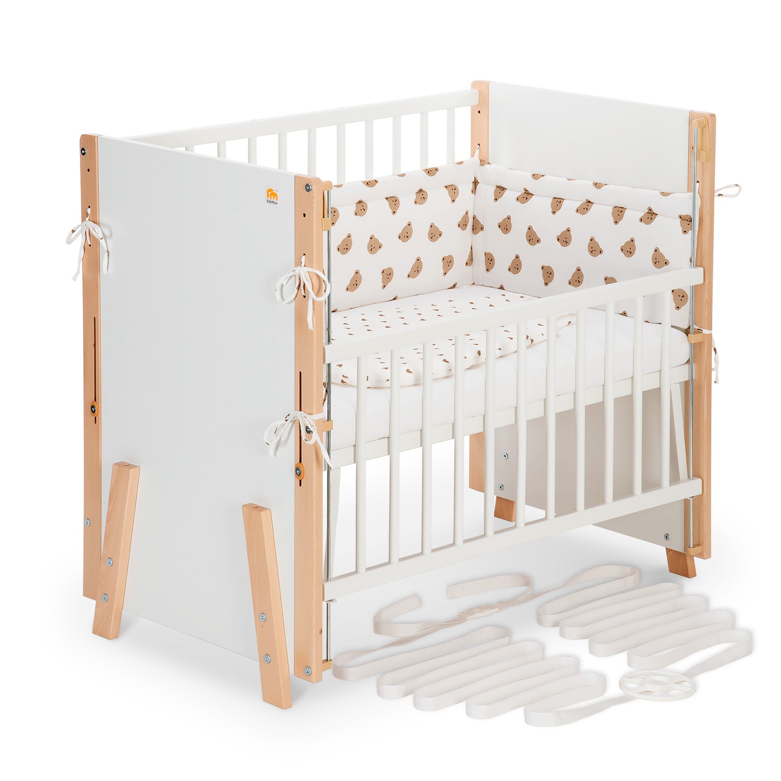 Beistellbett Boxspring Vario Weiß / Natur