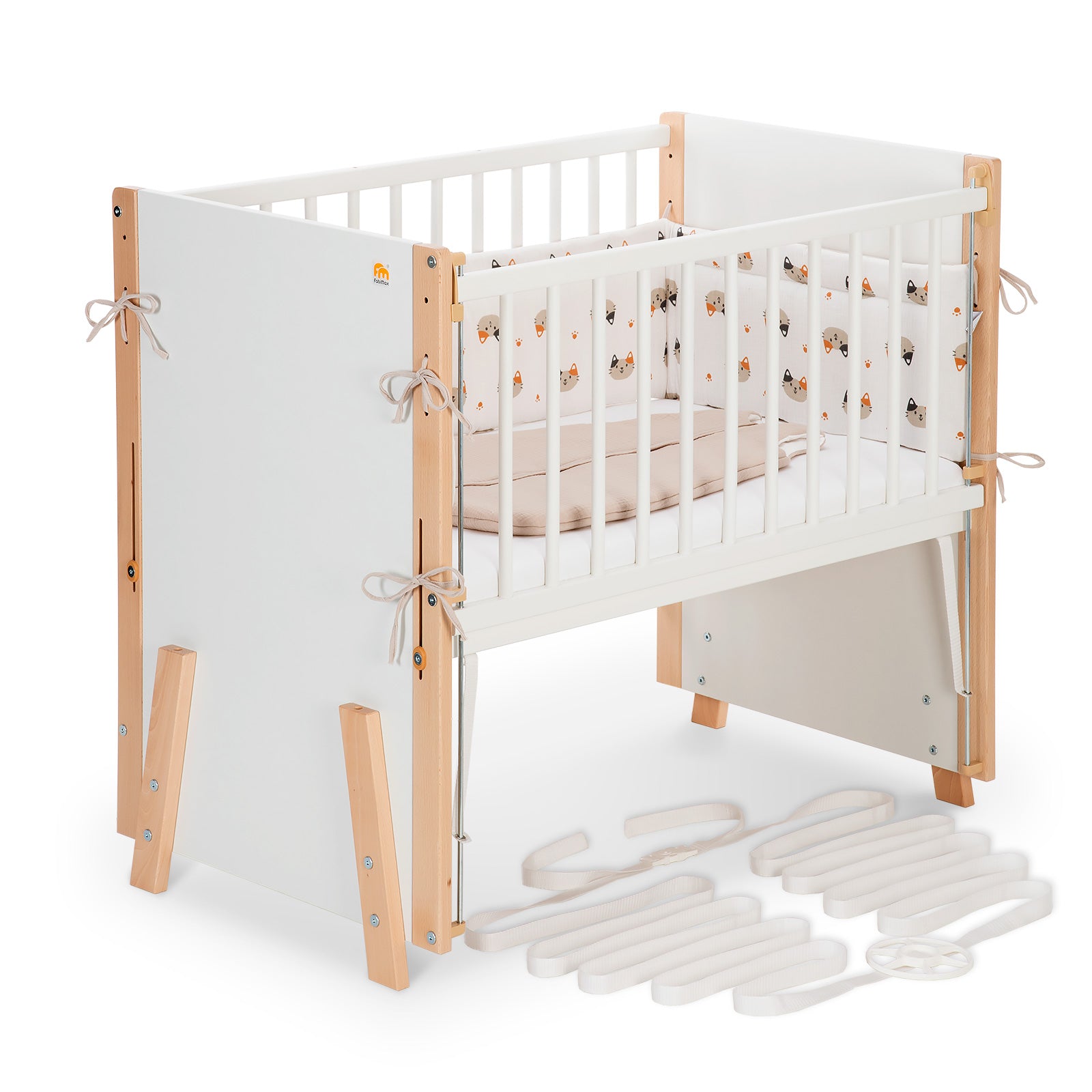 Beistellbett Boxspring Vario Weiß / Natur