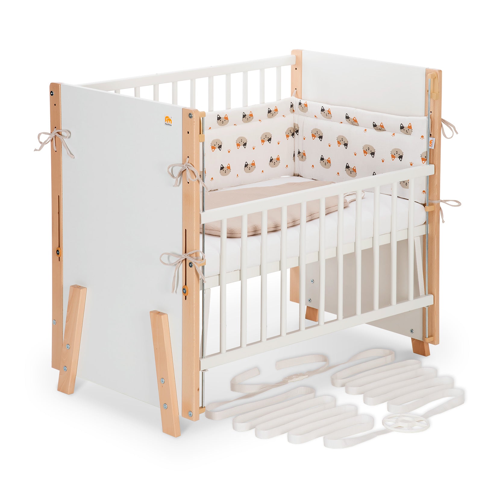 Beistellbett Boxspring Vario Weiß / Natur