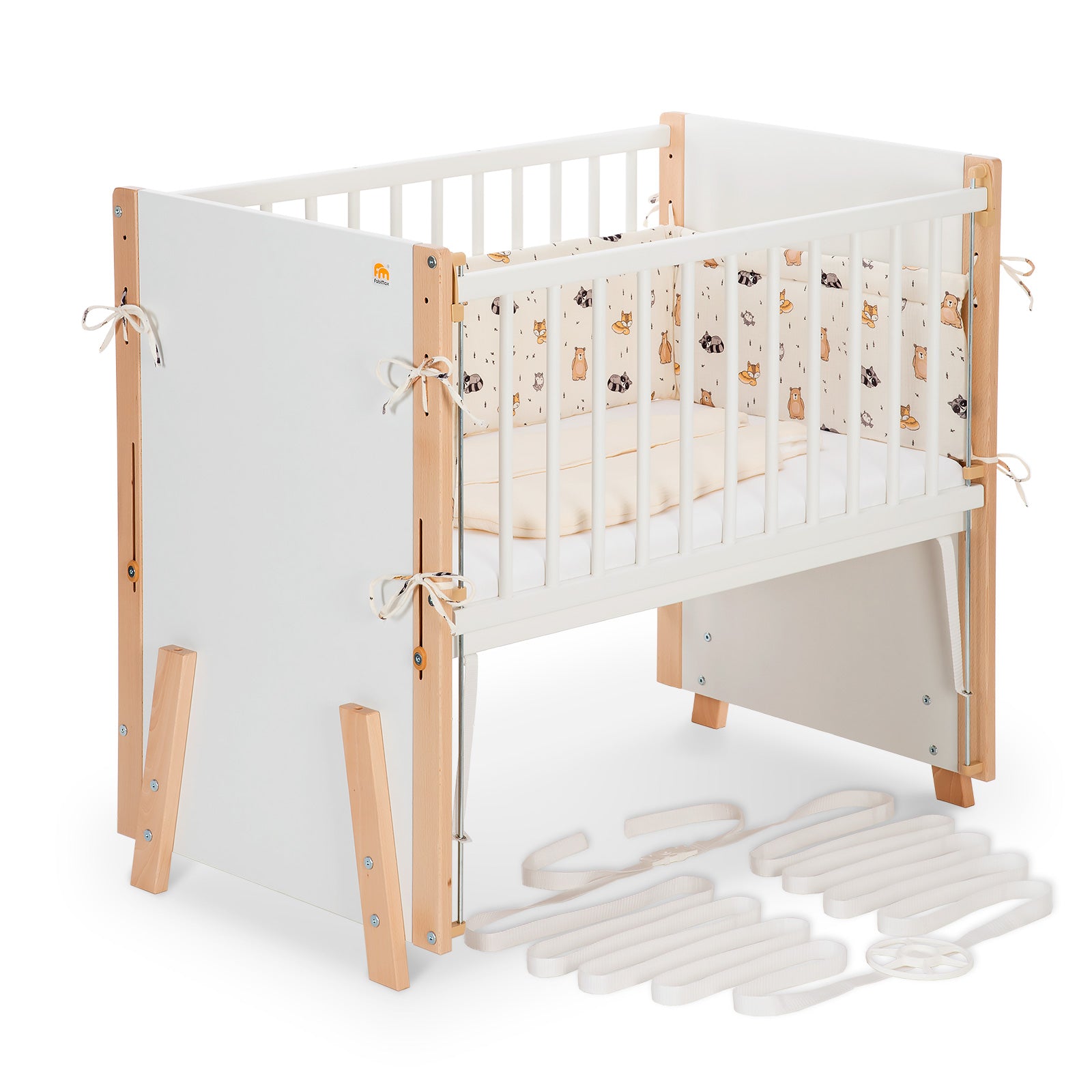 Beistellbett Boxspring Vario Weiß / Natur