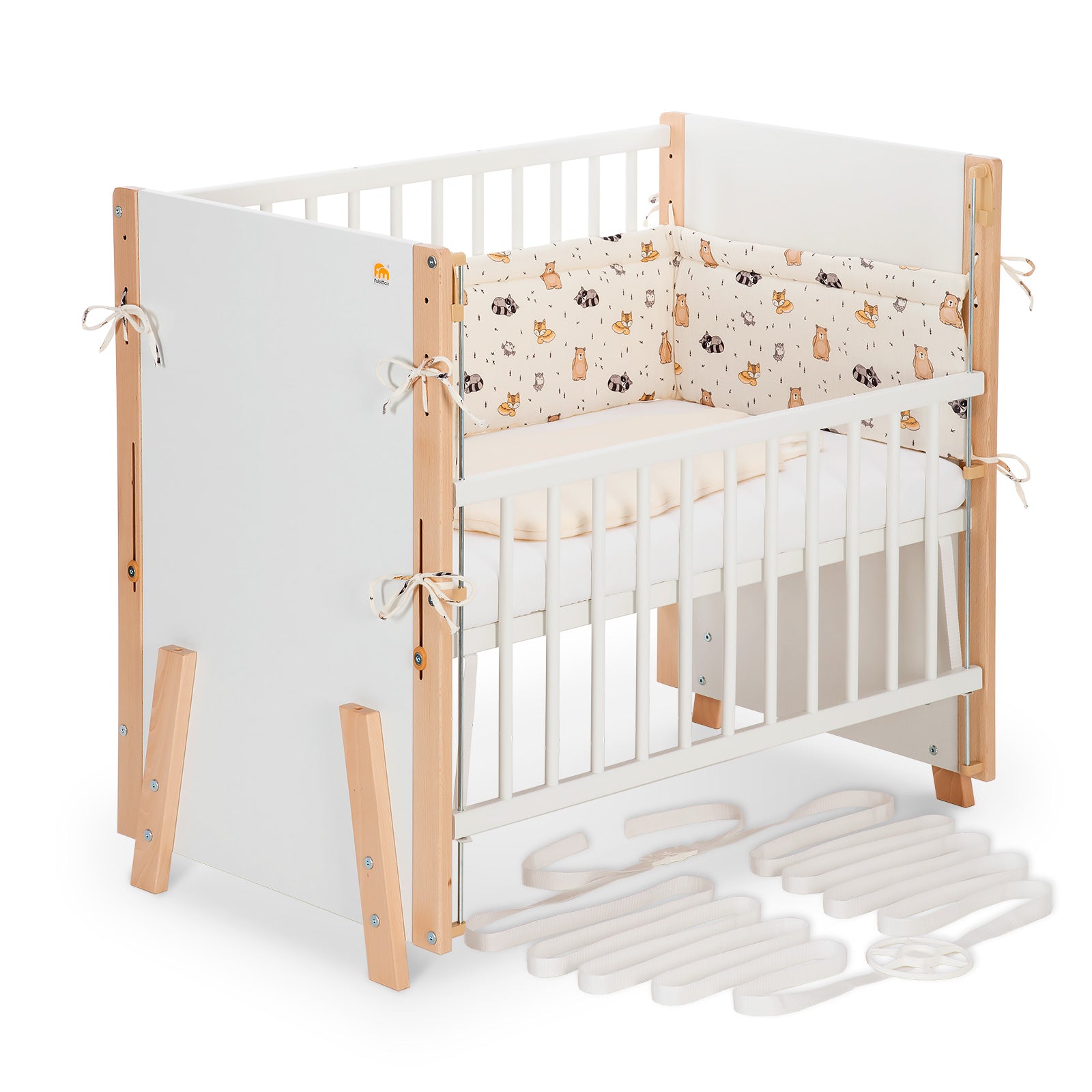 Beistellbett Boxspring Vario Weiß / Natur