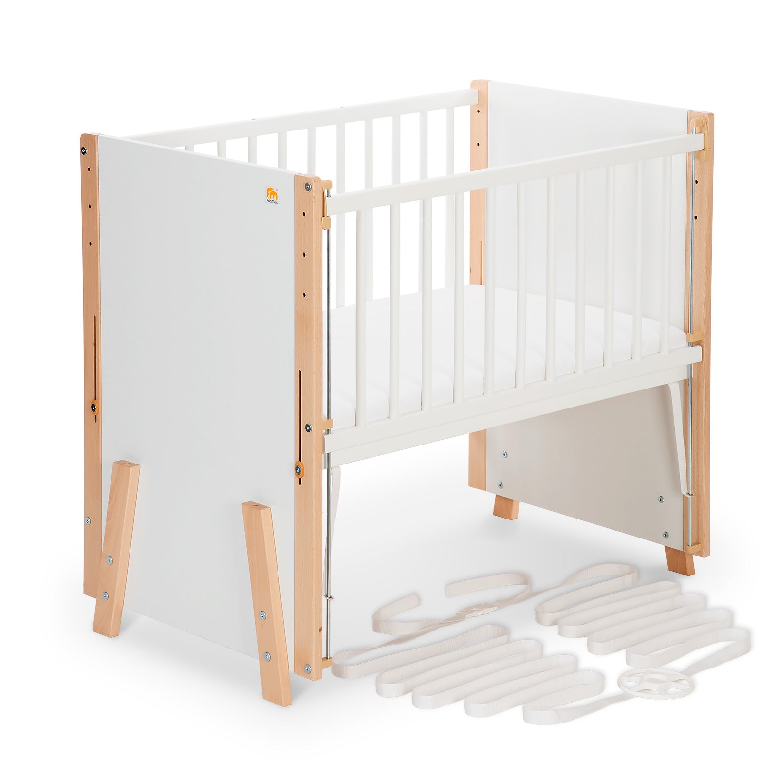 Beistellbett Boxspring Vario Weiß / Natur