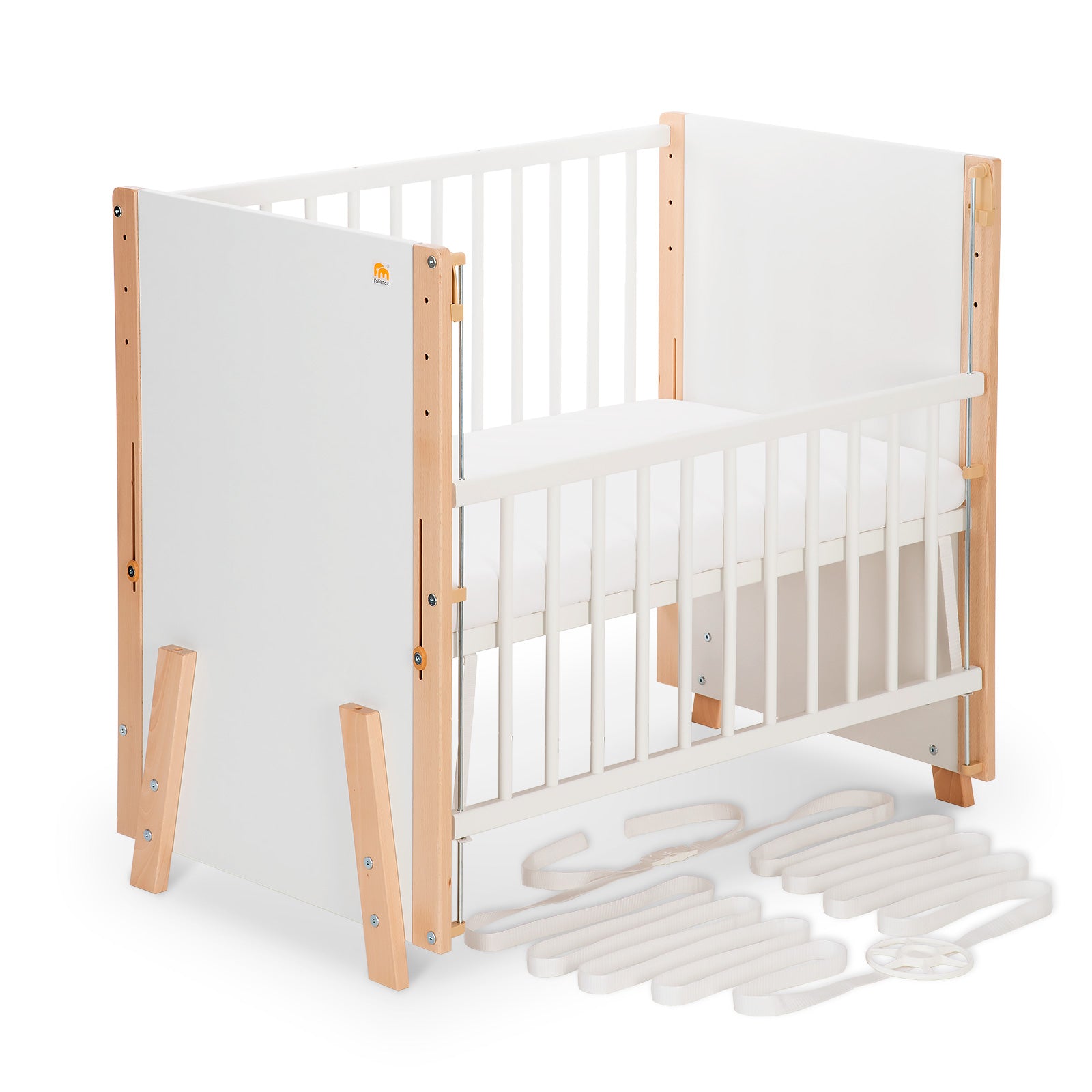 Beistellbett Boxspring Vario Weiß / Natur