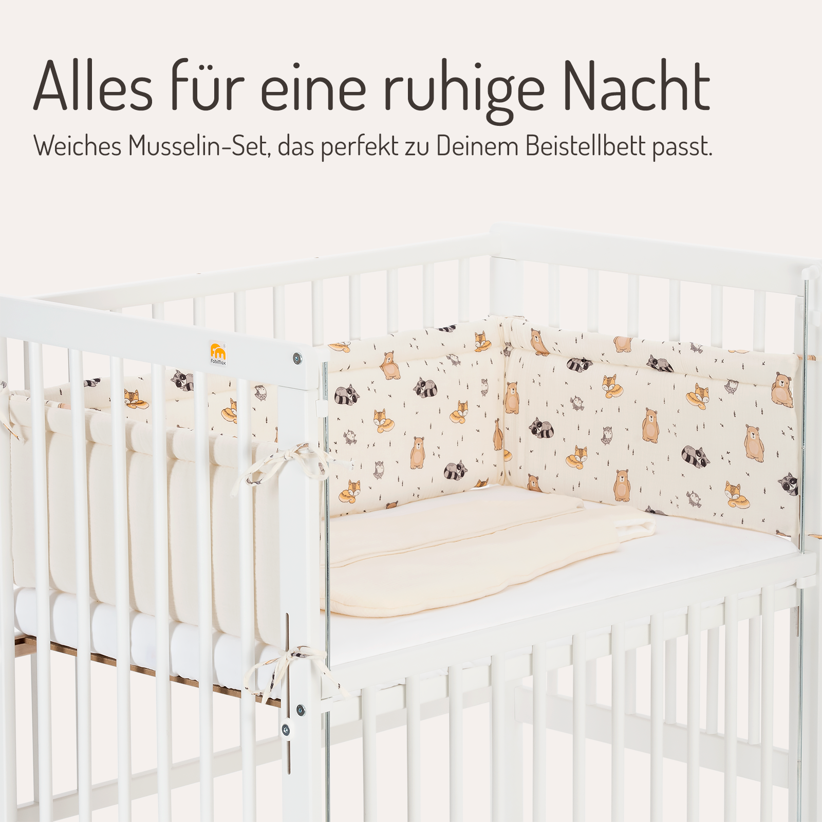 Musselin Nestchen mit Schlafsack für Beistellbett Tierchen